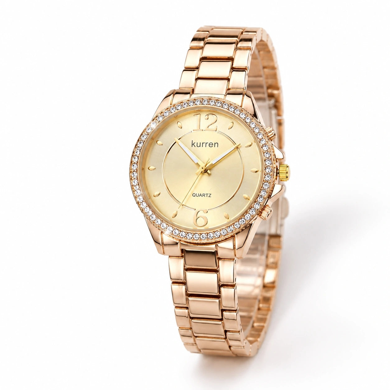 FASHIONABLE ELEGANT GOLD WATCH WOMEN'S BRACELET ZIRCONIUM KURREN 39MM 3AMT Gender woman