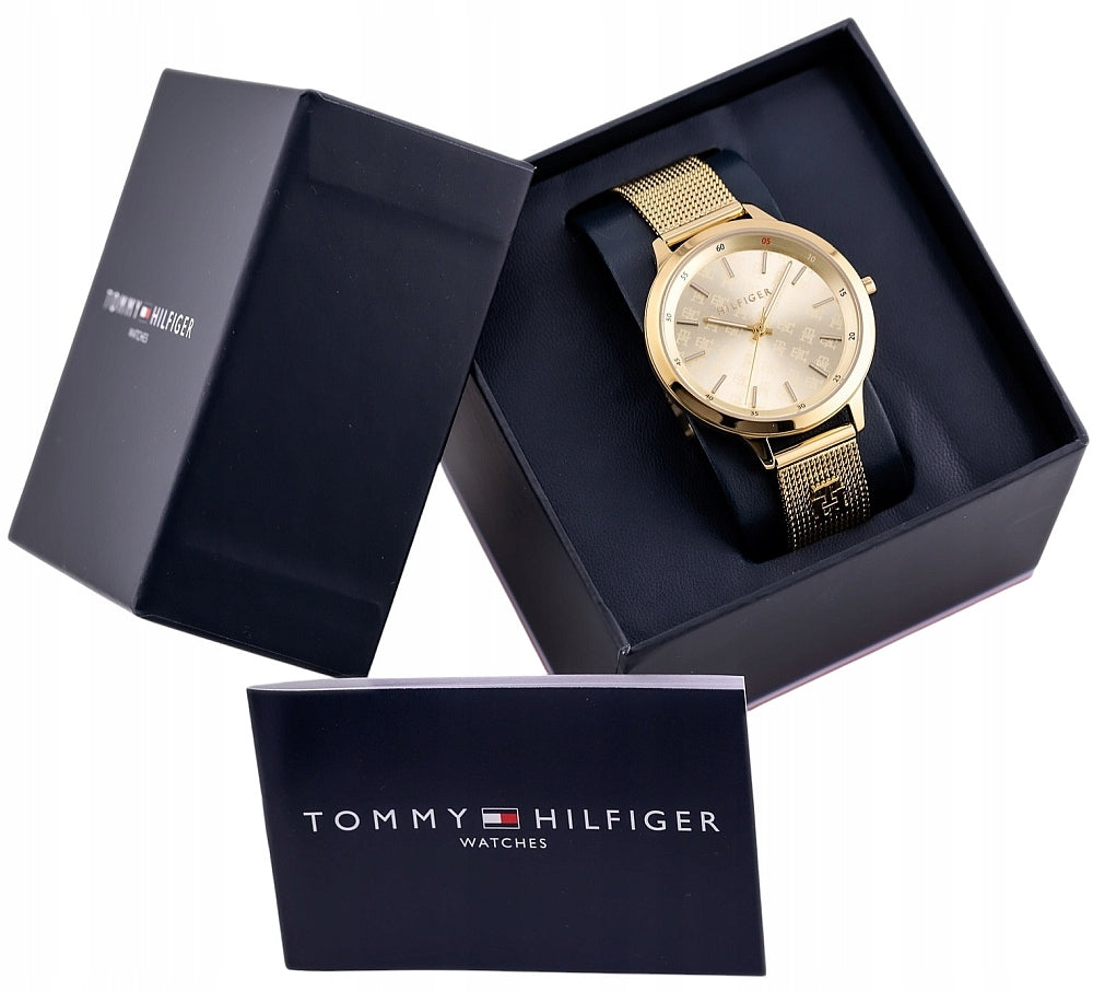 FASHIONABLE GOLD WOMEN'S WATCH TOMMY HILFIGER 1782588 IRIS MESH SLIM GOLD + BOX Packaging status original