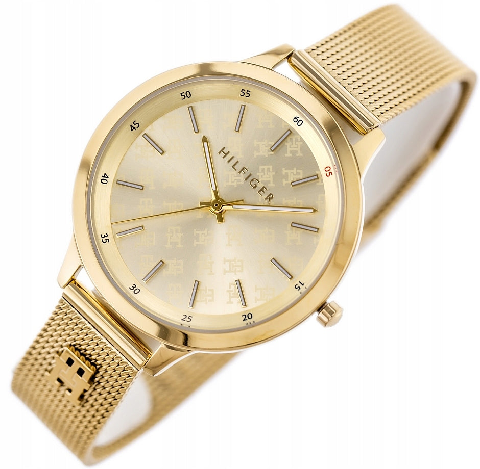 FASHIONABLE GOLD WOMEN'S WATCH TOMMY HILFIGER 1782588 IRIS MESH SLIM GOLD + BOX