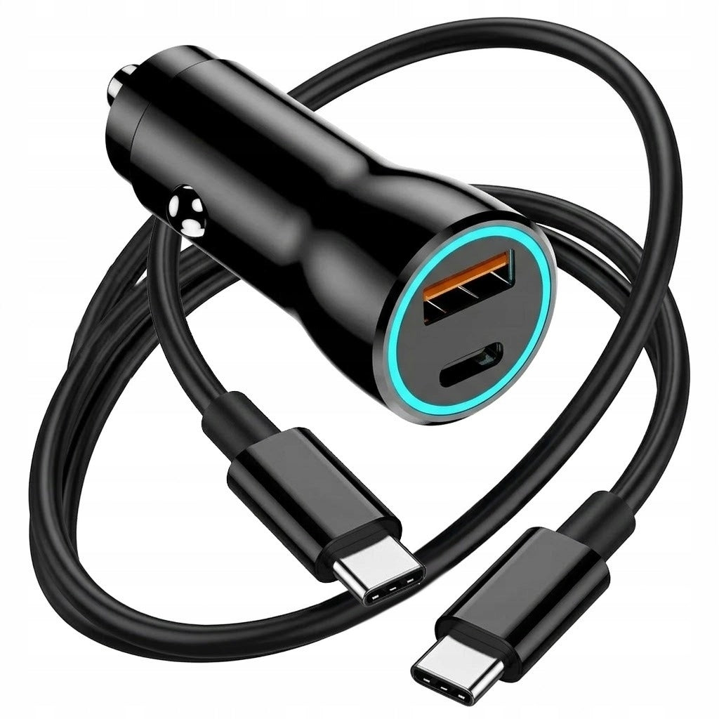 FAST CAR CHARGER 30W QC3.0 PD USB-A + USB-C CABLE TYPE-C 1M
