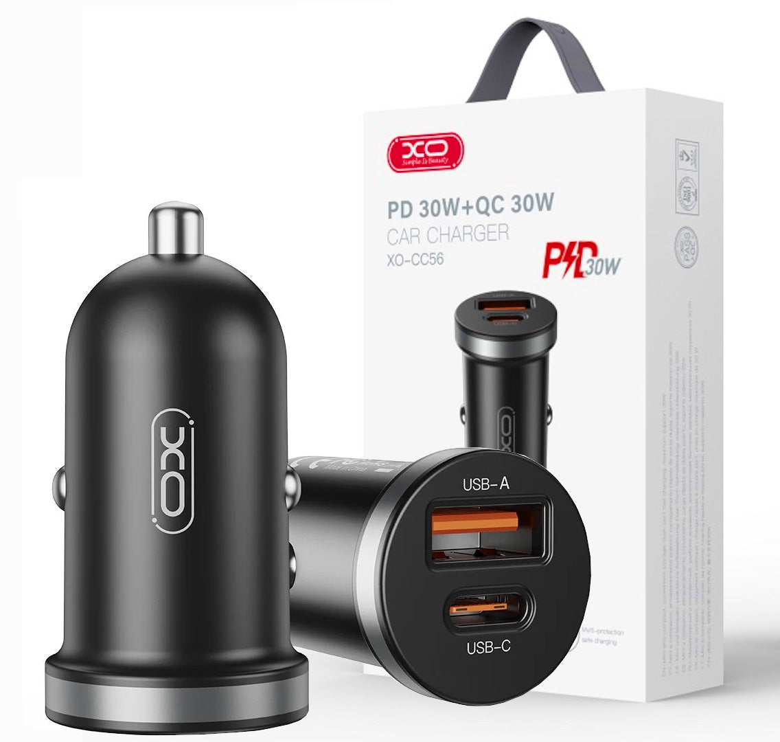 FAST CAR CHARGER USB-C PD 30W TYPE-C | QC 3.0 18W | TOTAL 48W