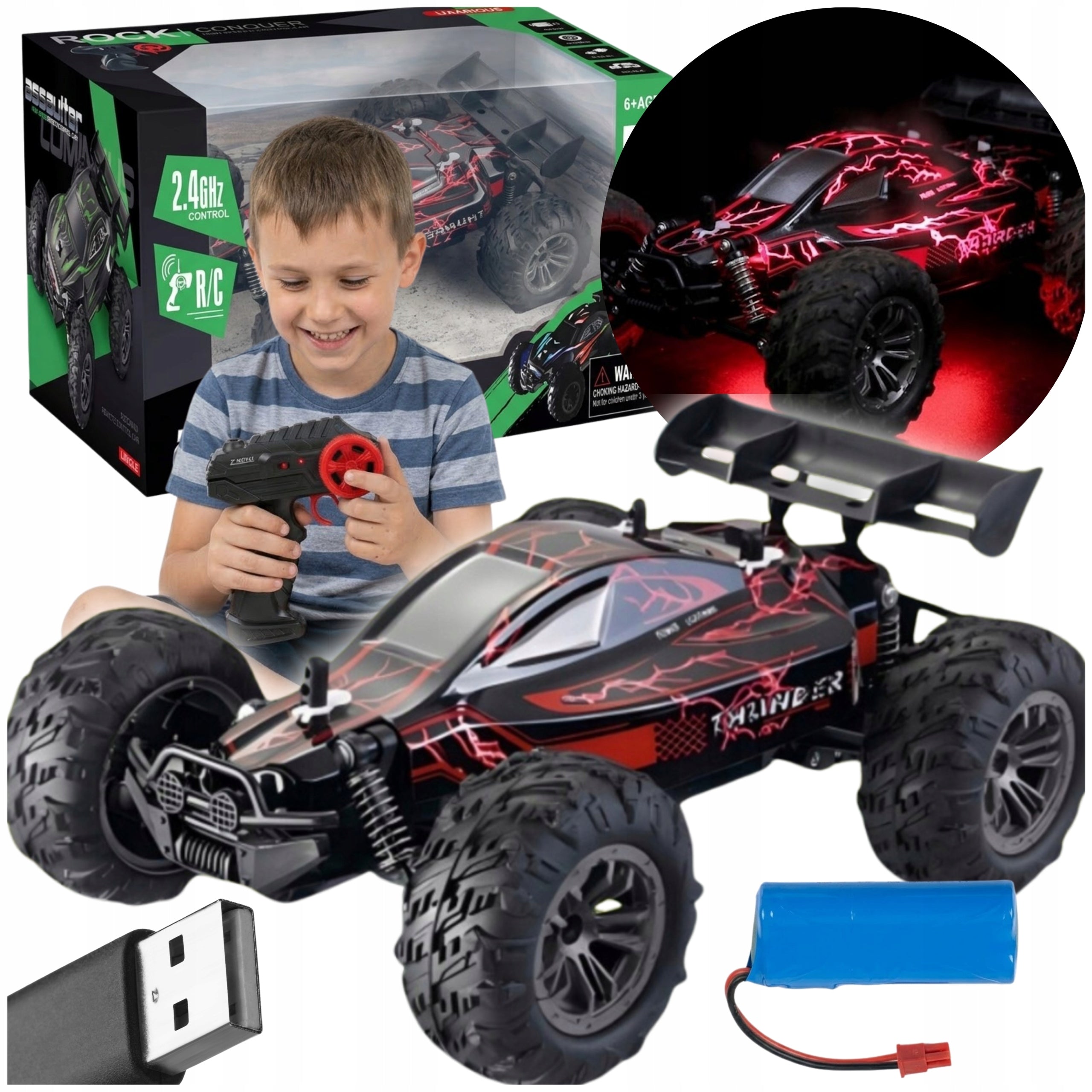 FAST CAR REMOTE CONTROLLED RC BUGGY GLOWING LED BATTERY REMOTE CONTROL