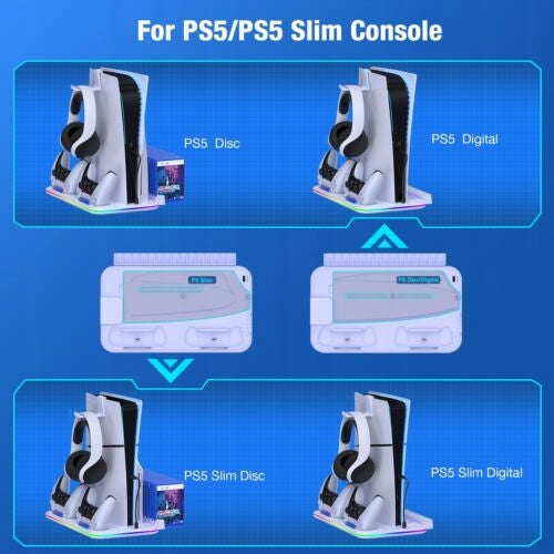 FAST CHARING SINK WITH RGB LIGHT FOR PS5 SLIM/PS5 CONSOLE RADIATING BRACKET EAN (GTIN) 718025680830