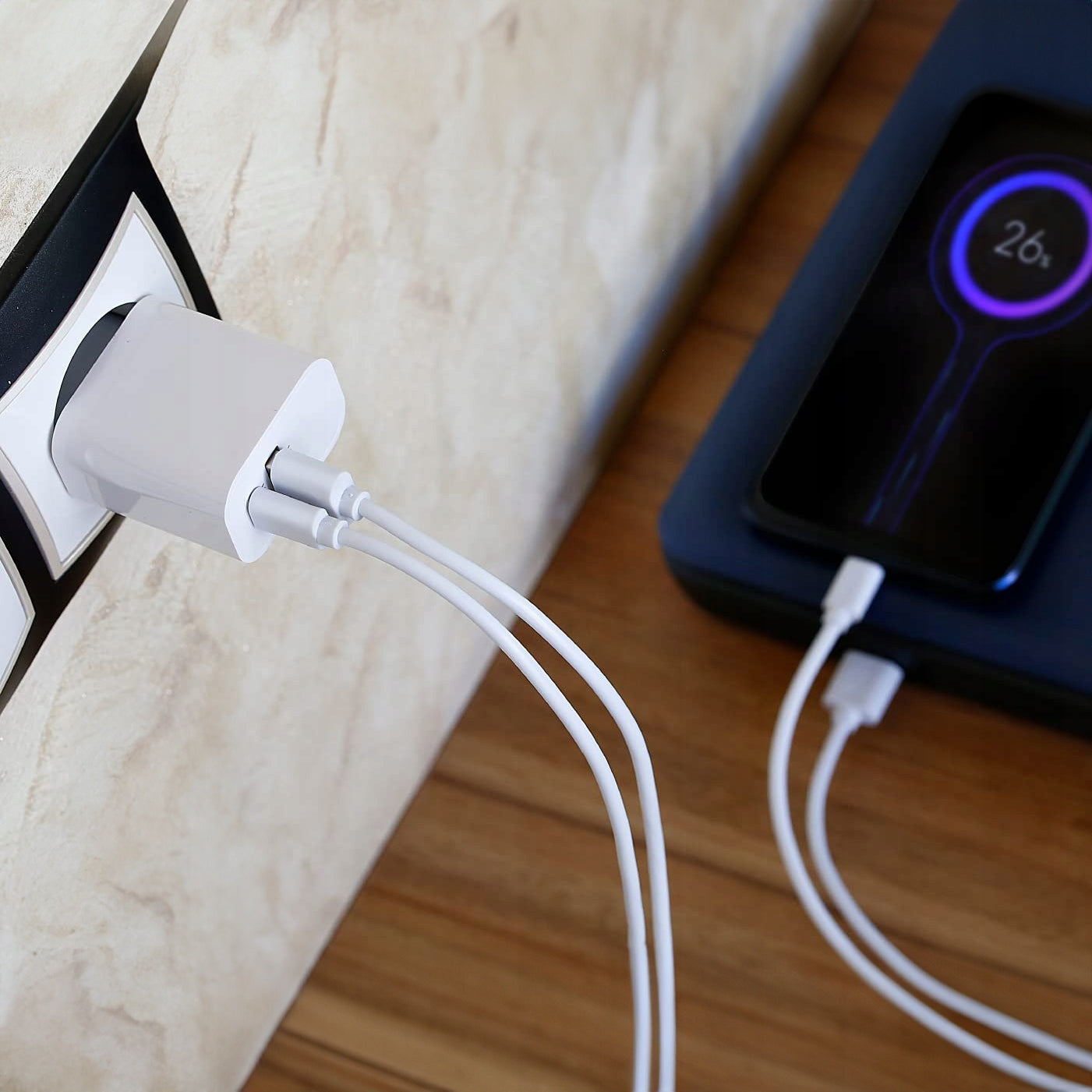 FAST PHONE CHARGER 20W 3000mA USB AND USB-C + 3in1 CABLE FOR IPHONE Packaging status original