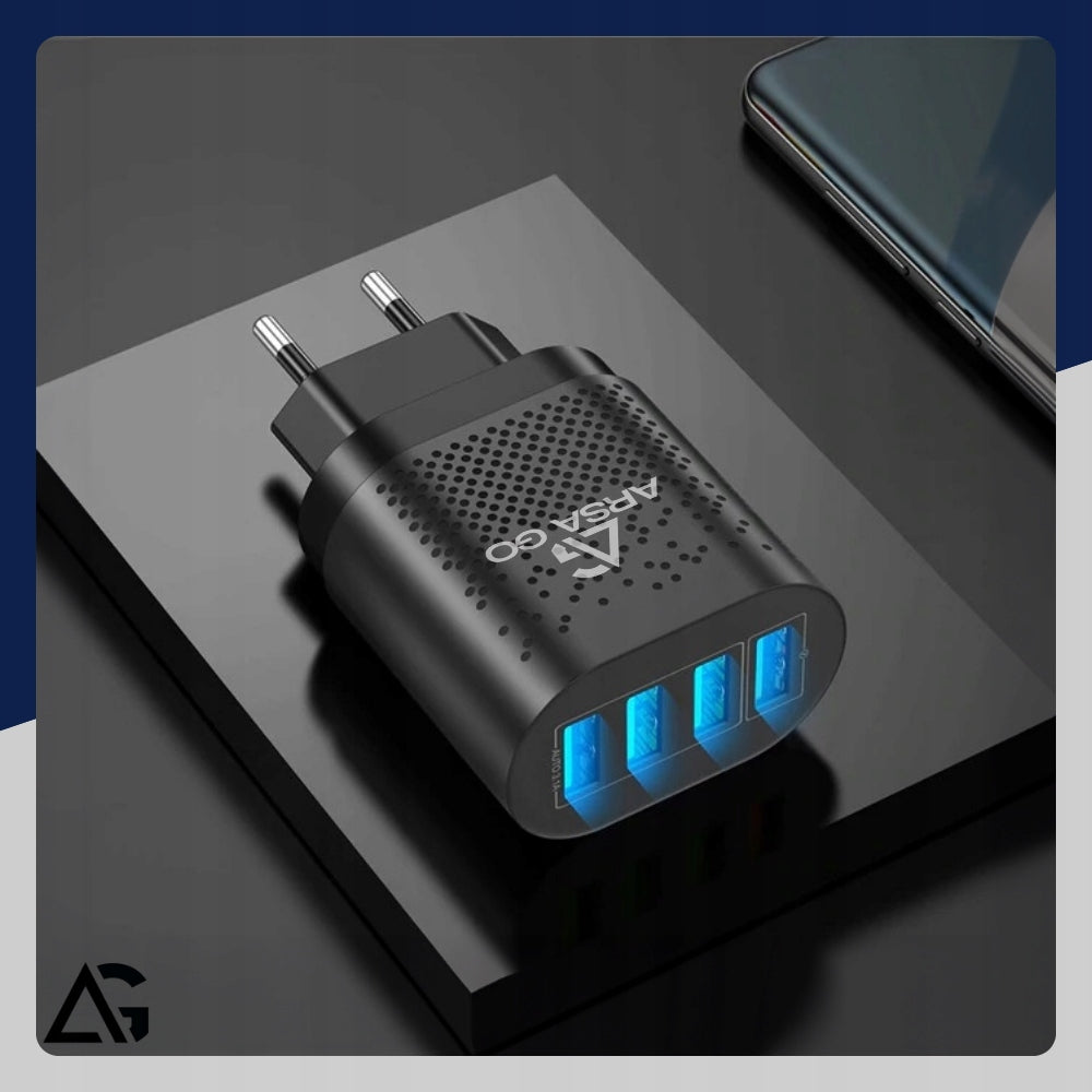 FAST PHONE CHARGER CUBE 4X USB FAST CHARGING AND 3IN1 CABLE Packaging status original