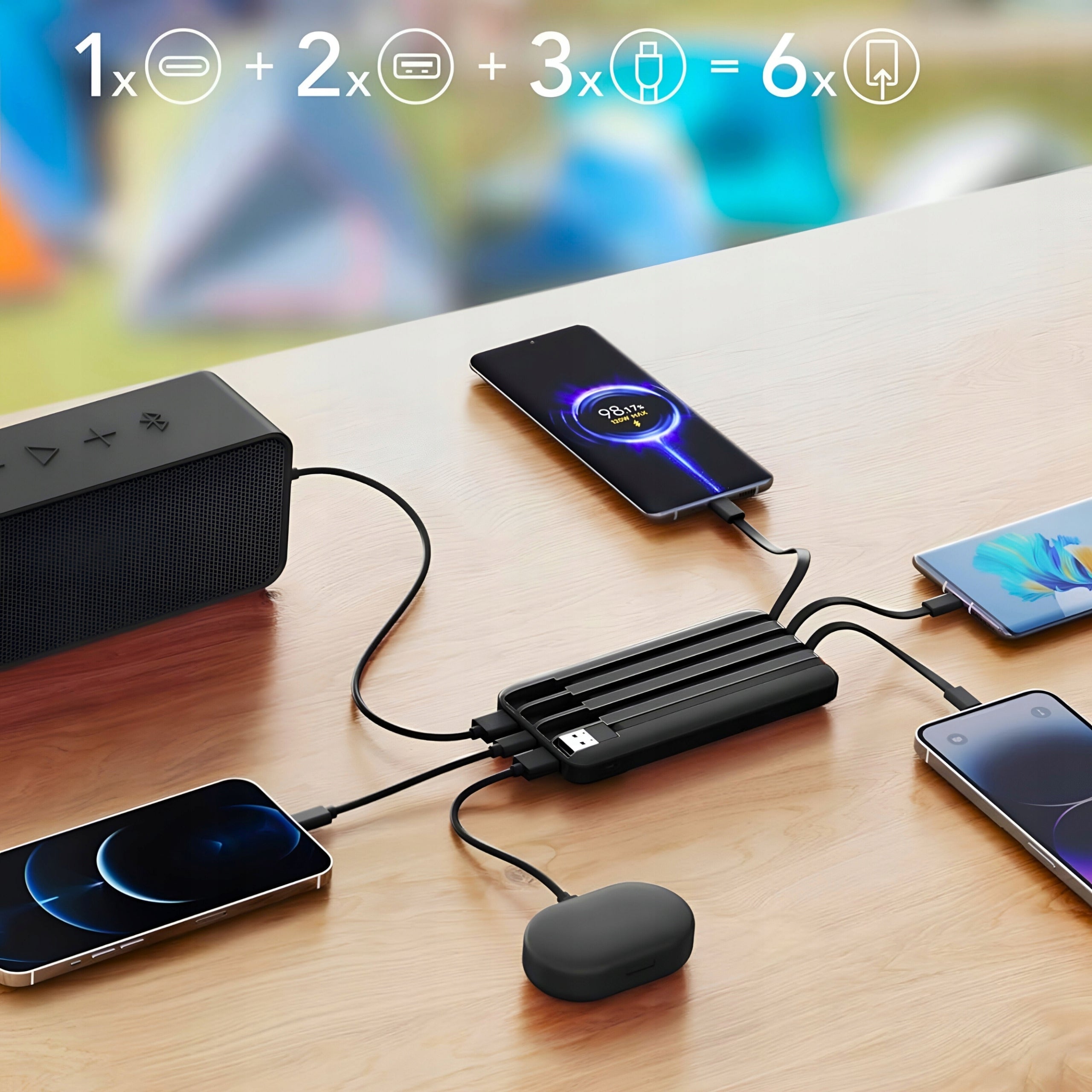 FAST POWERBANK 20000 mAh 22,5W 2x USB USB-C QC 3.0 PD 3.0 WITH 4 CABLES Manufacturer code POWER BANK 20000mAh PODRÓŻNY z 4 KABLAMI
