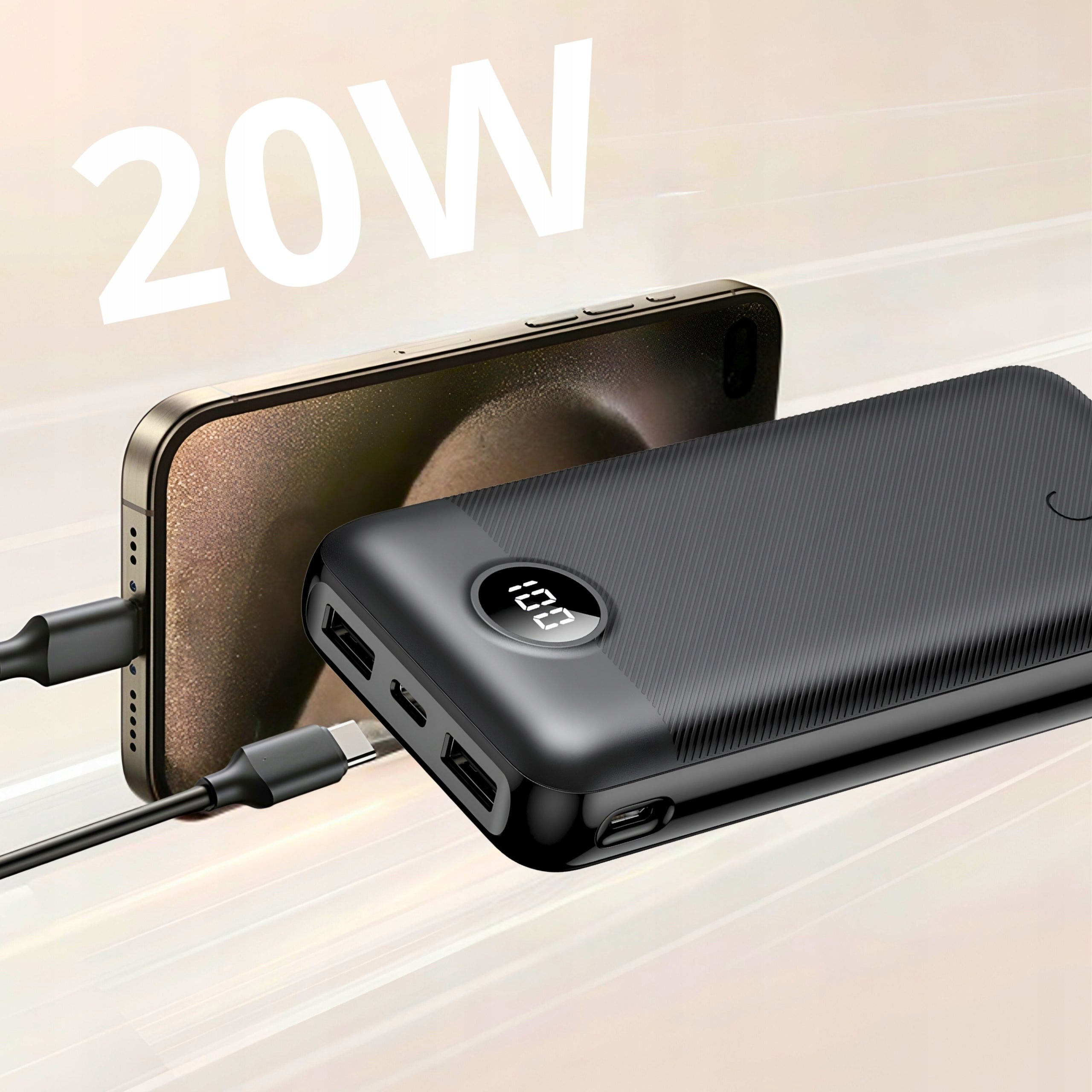 FAST POWERBANK 20000mAh 20W QC 3.0 PD 3.0 USB C USB POWER TRAVEL BANK Packaging status original