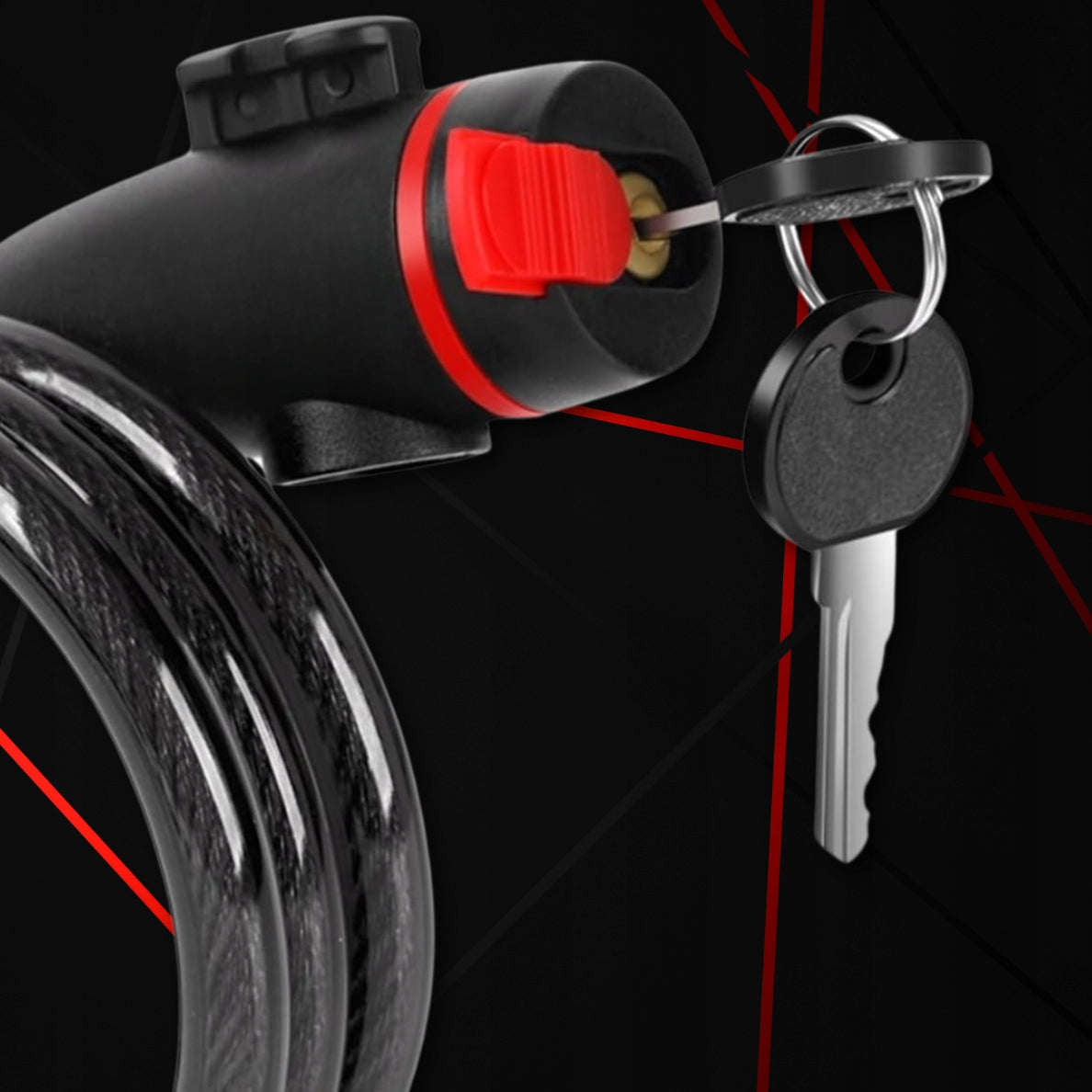 FASTENING BICYCLE CABLE SPIRAL WITH KEY THICK STRONG LOCK Length 90 cm