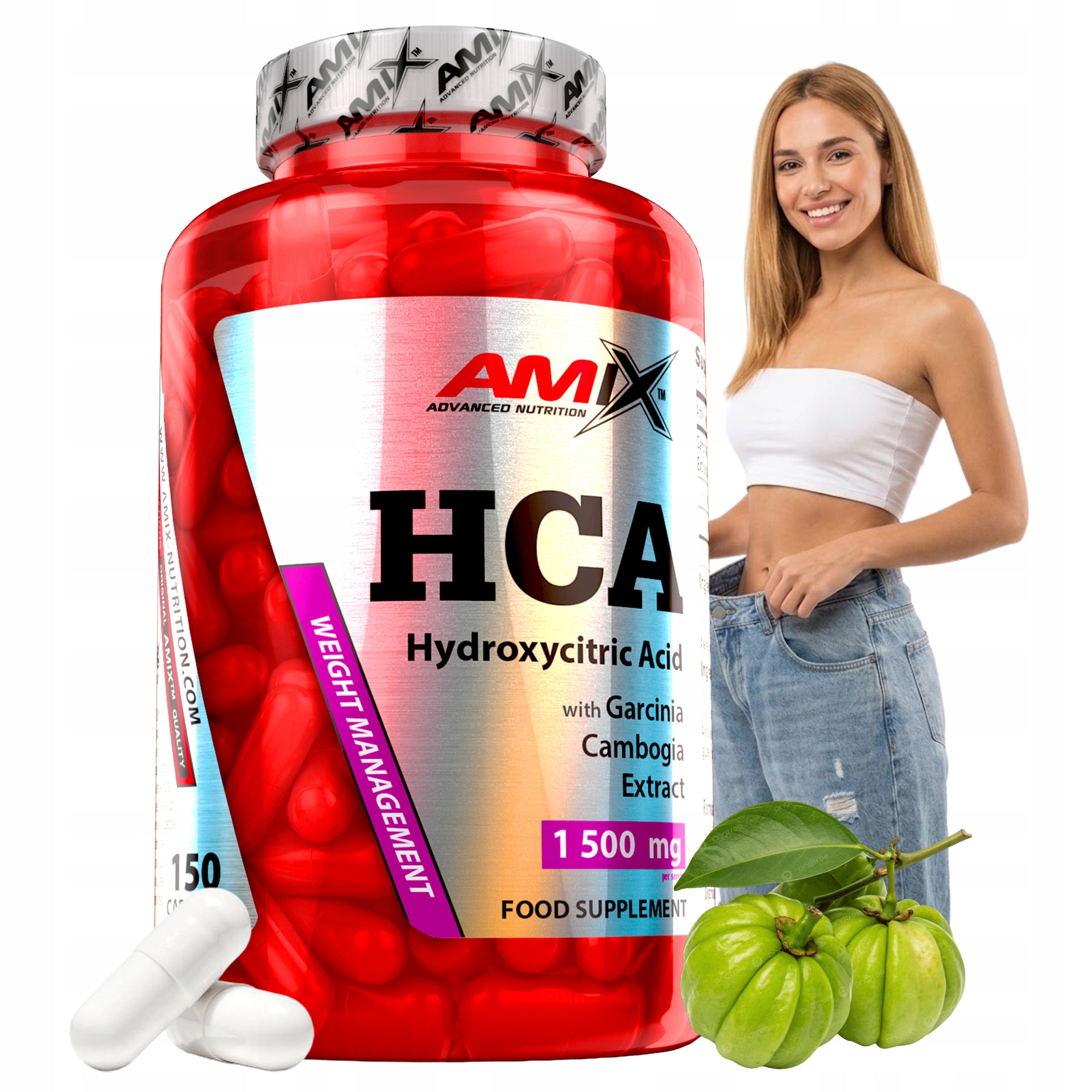FAT BURNING TABLETS belly thighs buttocks - for 50 days - Amix HCA x2 Packaging status original