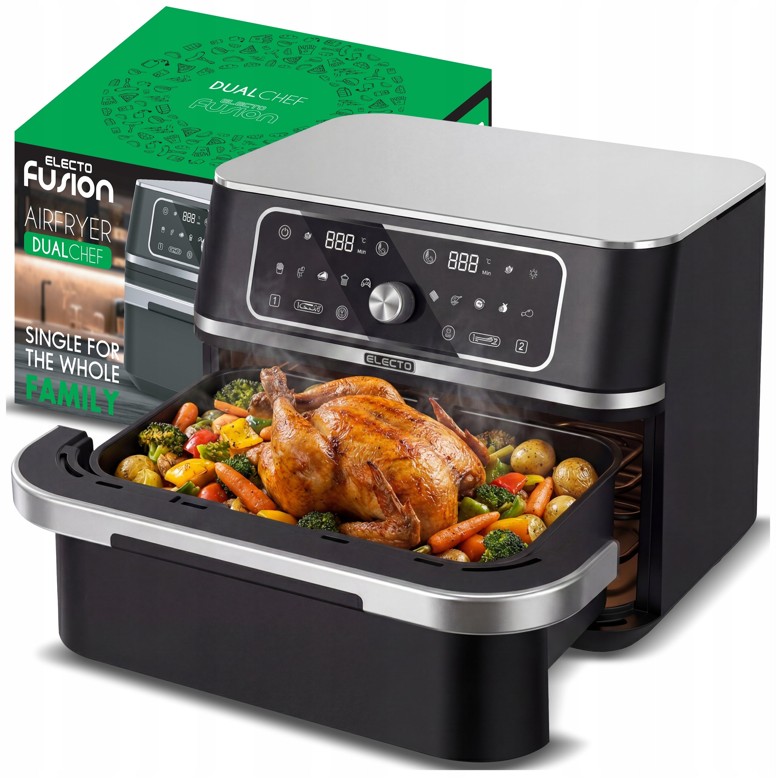 FAT FREE AIR FRYER 3100w FRYER LARGE 10L 12 PROGRAMS
