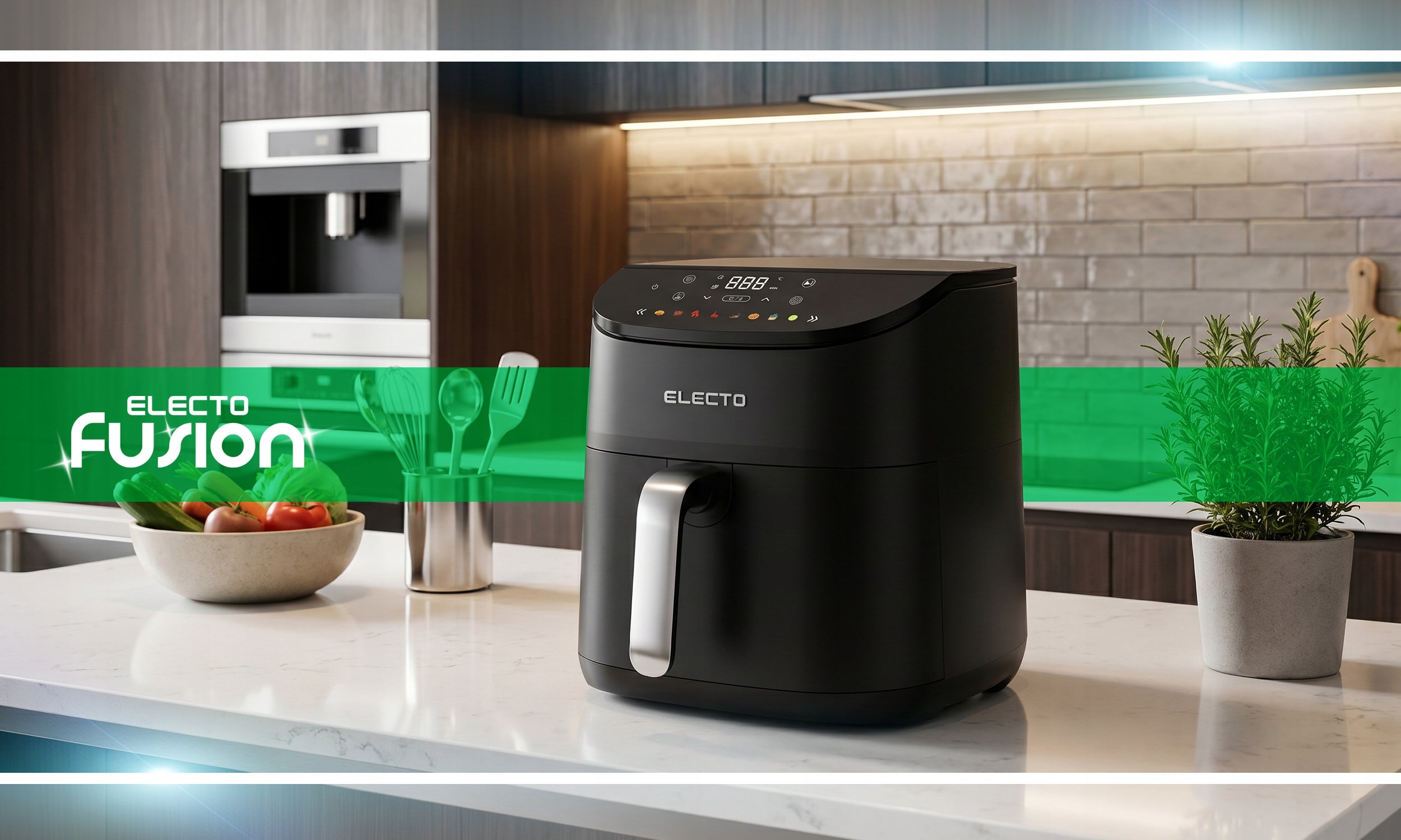 FAT FREE AIR FRYER 5L 1500W AIR FRYER 8 PROGRAMS BLACK Manufacturer code ELECTO FUSION AIR FRYER FRYTKOWANICA