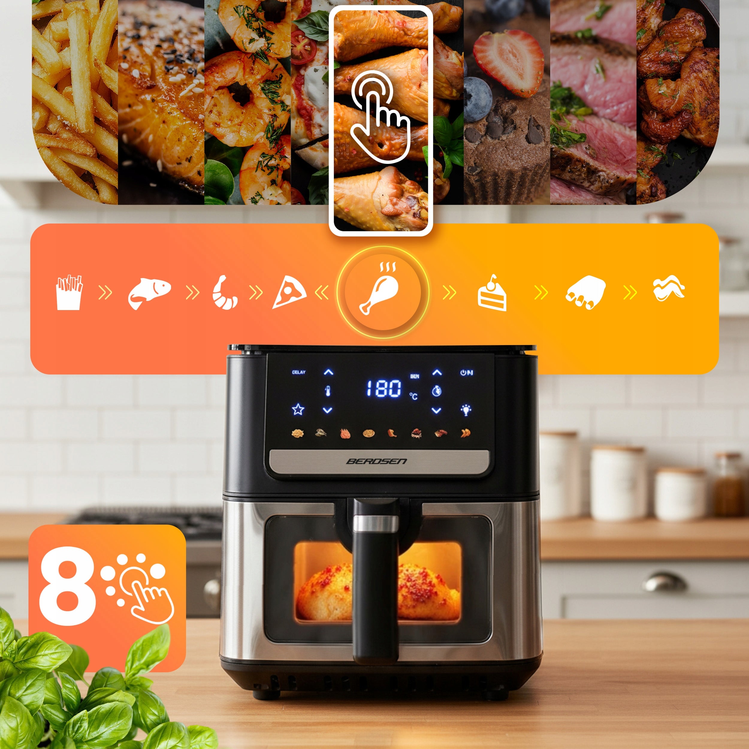 FAT-FREE AIR FRYER 6,5L BERDSEN 1700W Model BD-655