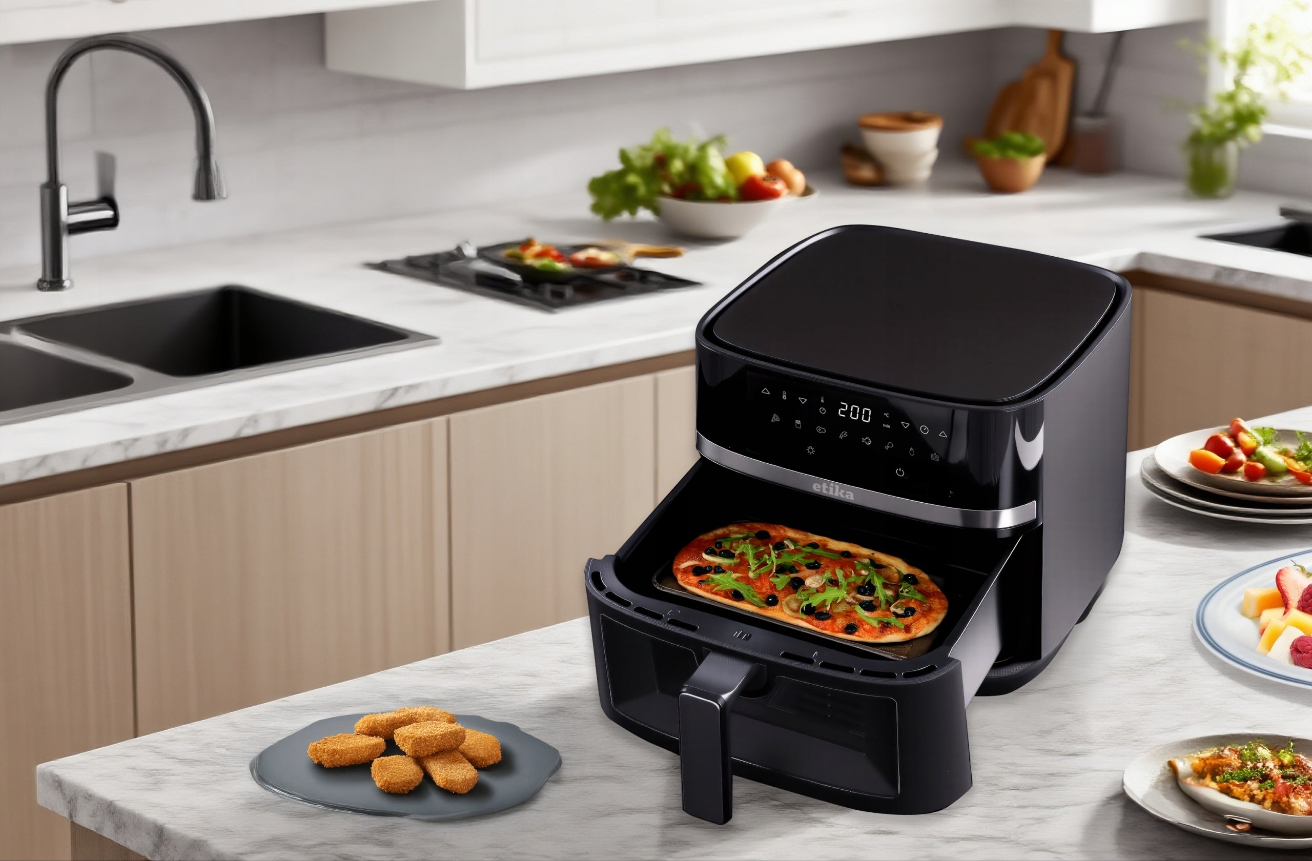FAT FREE AIR FRYER LARGE 8L 1800W BOWL XL Dominant color black