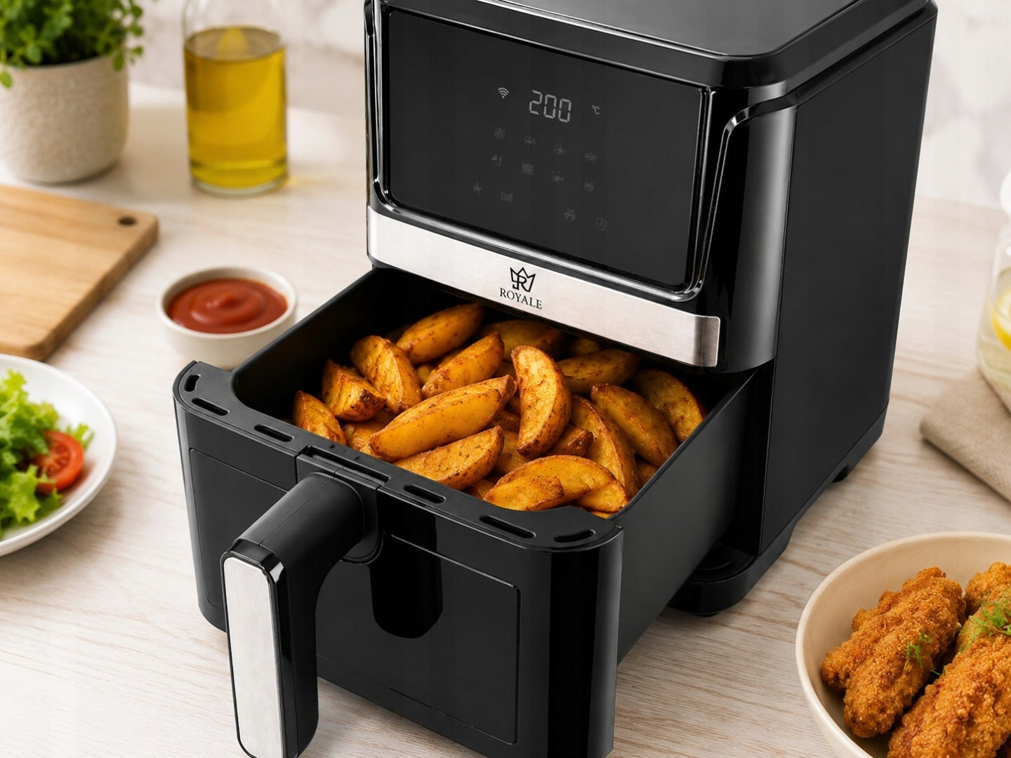 FAT FREE AIR FRYER LARGE 8L APPLICATION WiFi XXL Type fat-free