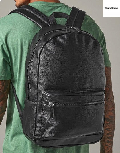 FAUX LEATHER FASHION BACKPACK ELEGANT ROOMY BAGBASE BLACK Packaging status original