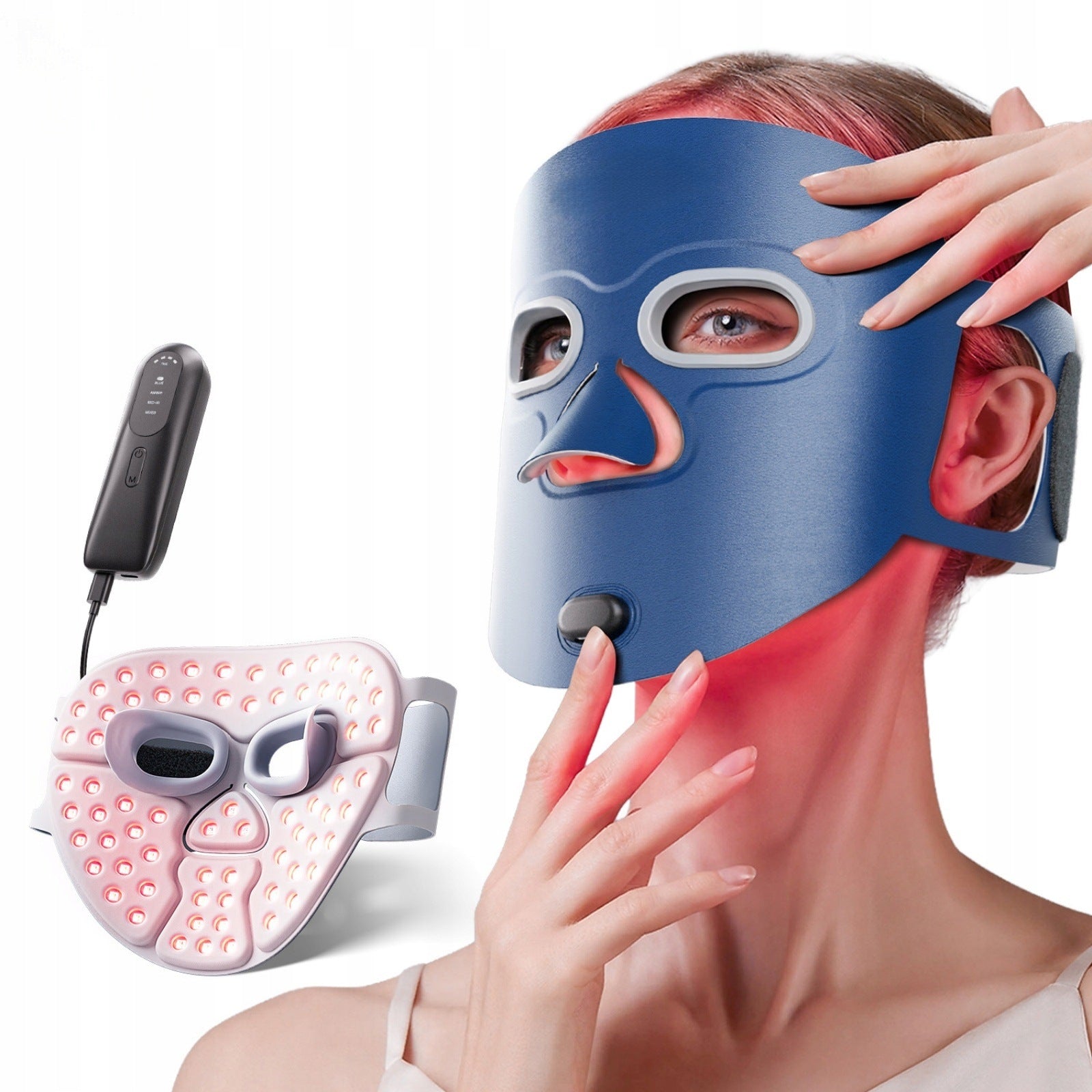 FDA Cleared Red Light Therapy Mask, 280 LEDs Quad-Chips for Face Care,Blue