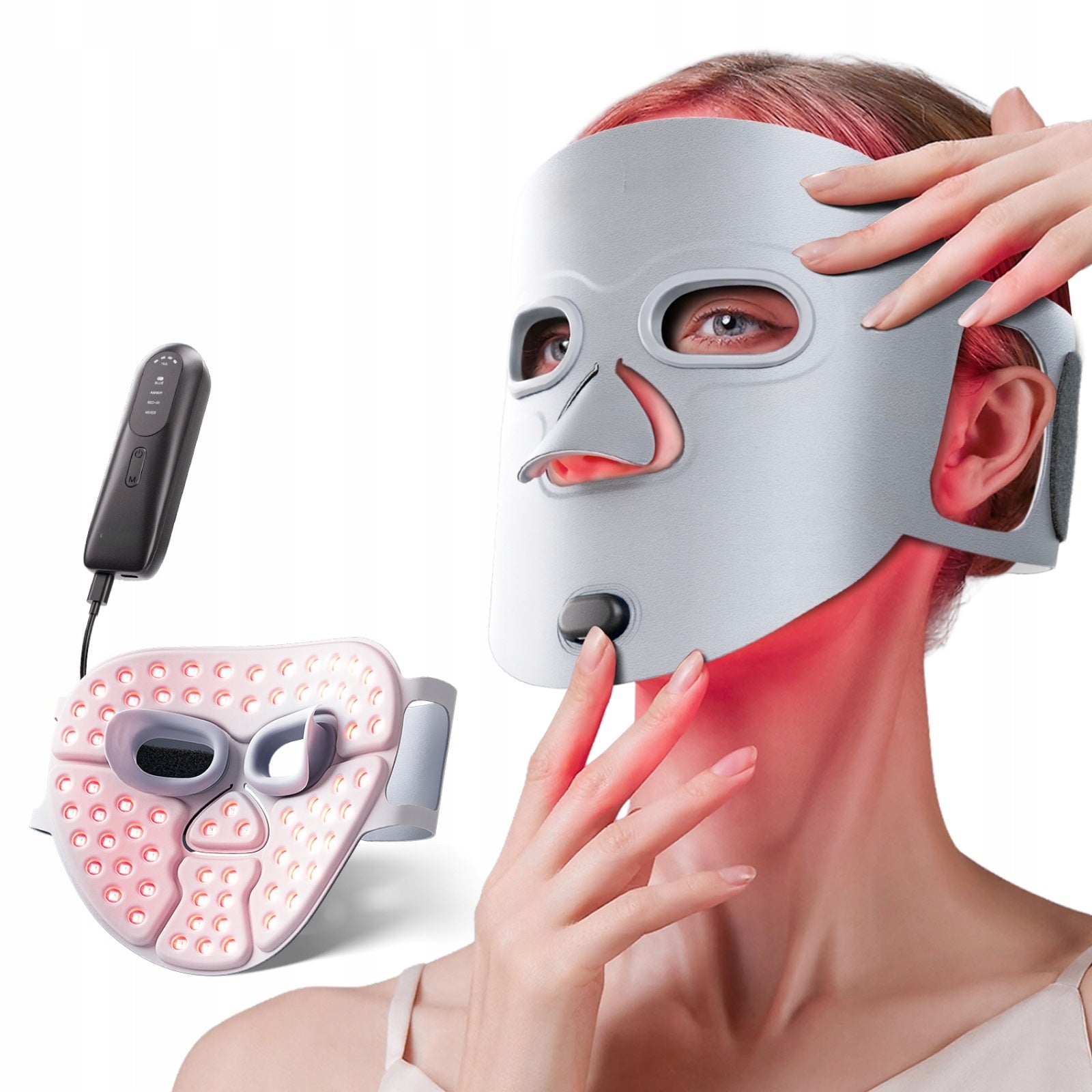 FDA Cleared Red Light Therapy Mask, 280 LEDs Quad-Chips for Face Care,Gray