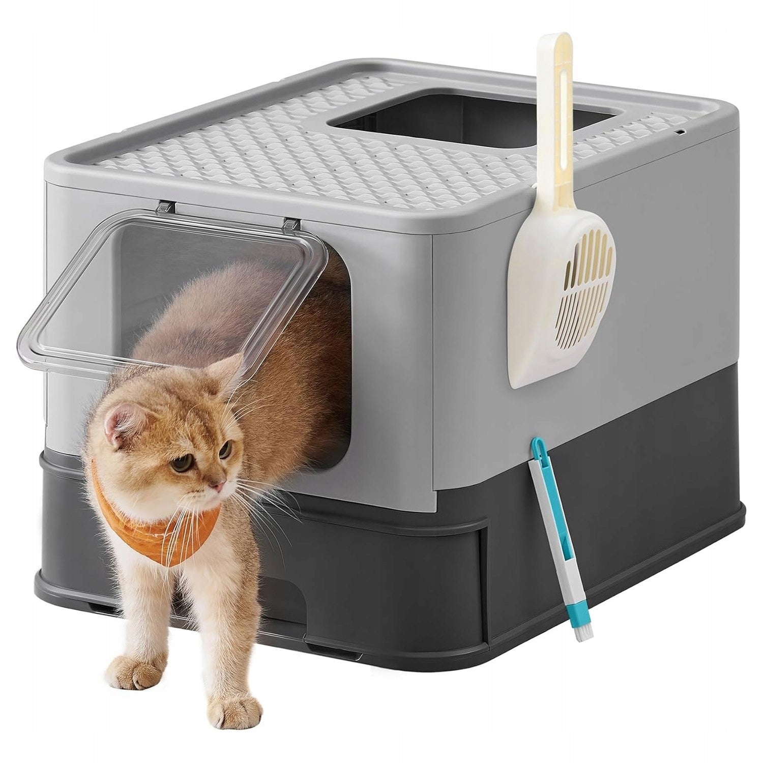 FEANDREA CAT LITTER BOX large closed covered with lid pull-out drawer