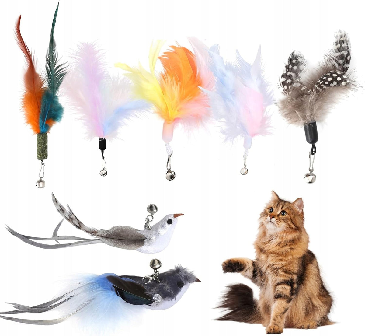 FEATHERS CAT ROD SET 7 PIECES TOY SPARE TIPS