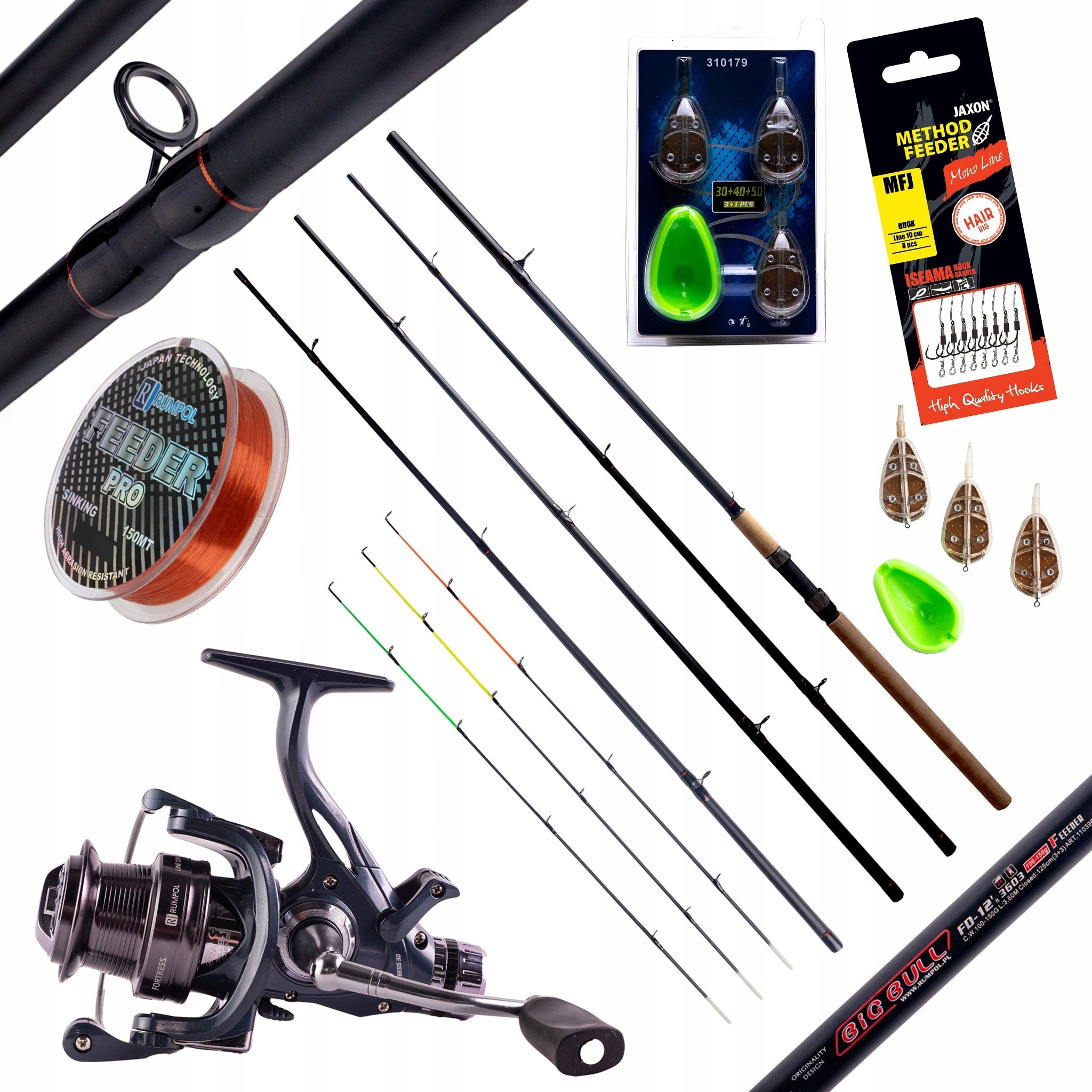 FEEDER SET METHOD FEEDER ROD 3,3M REEL METHOD RIGS FISHING LINE