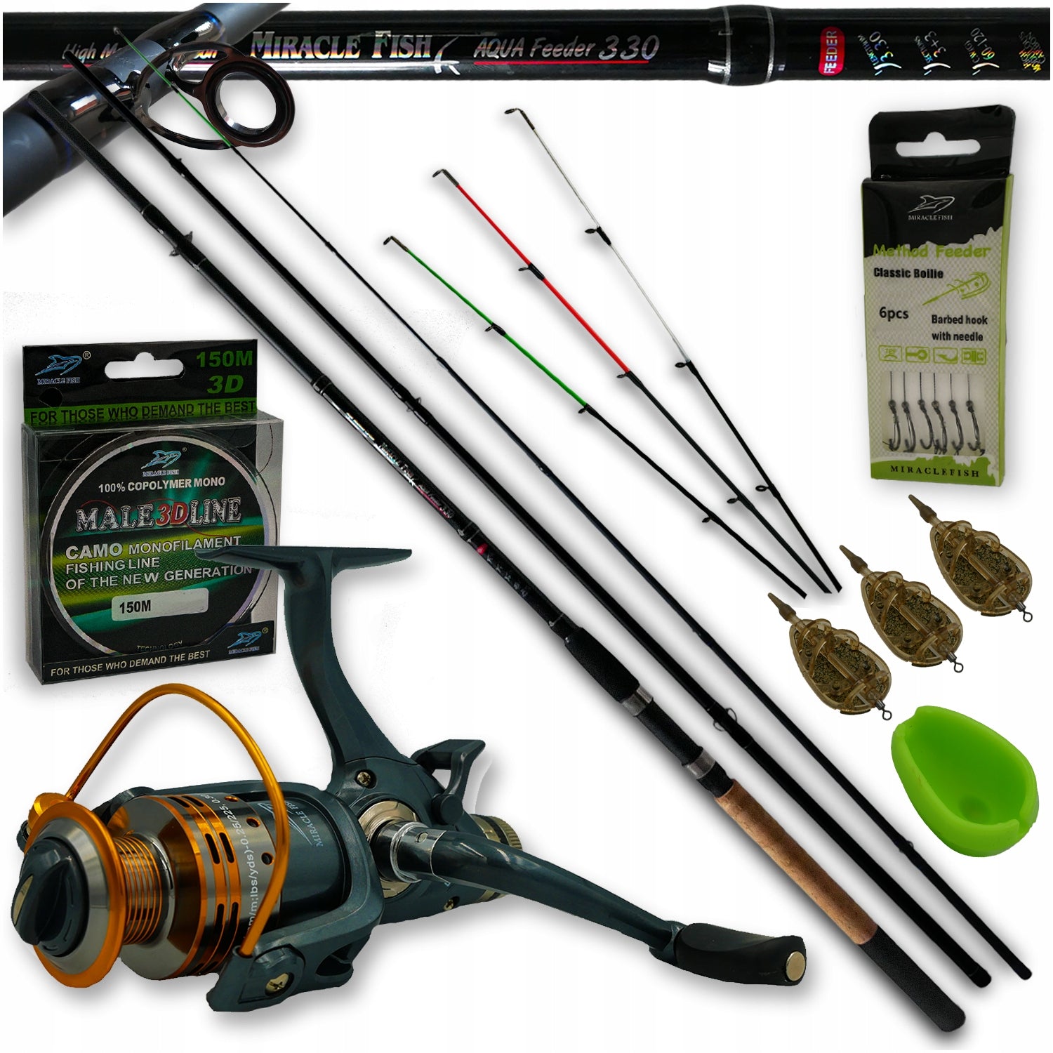 FEEDER SET METHOD FEEDER ROD REEL BASKETS RIGS FISHING LINE