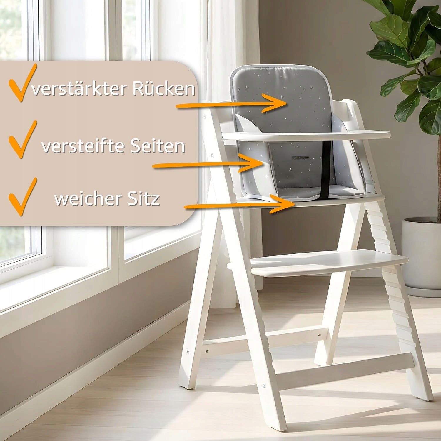 FEEDING CHAIR INSERT WITH STARS ON GREY BACKGROUND POLYESTER Brand Baby Mix