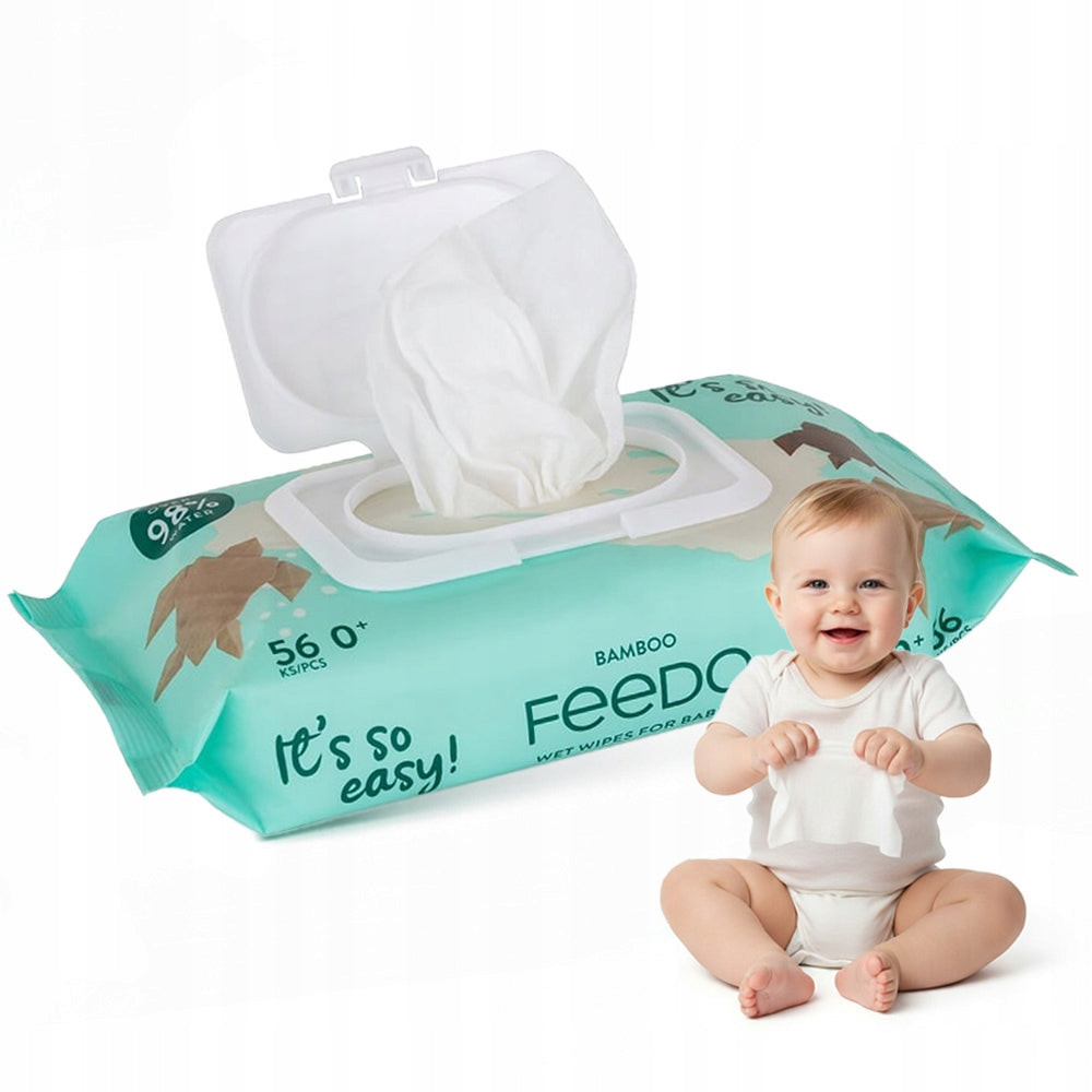 FEEDO Bamboo Wet Wipes Biodegradable 56pcs MOST DURABLE