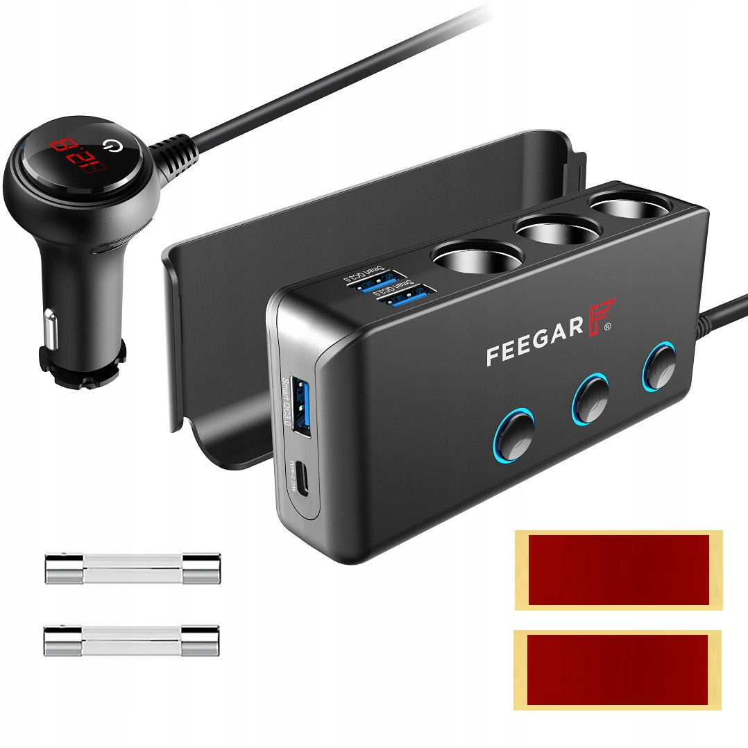 FEEGAR CIGARETTE LIGHTER SOCKET SPLITTER 12-24V USB Splitter QC Charger