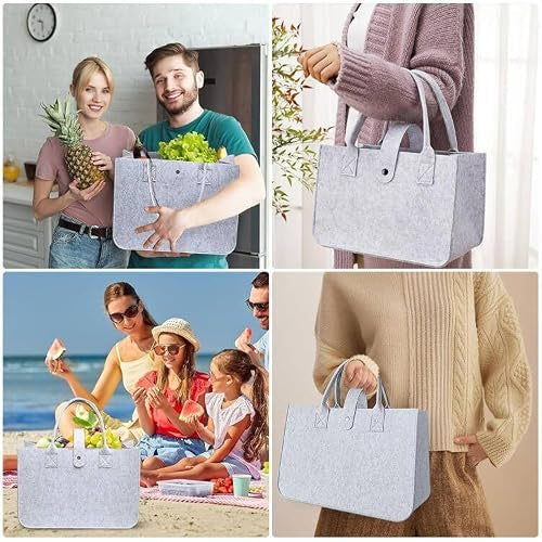 FELT BAG FOR SHOPPING FOLDING GREY FOR WORK TRAVEL 2 PCS FOR HOME Manufacturer code SWC5908201370692