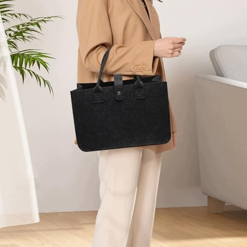 FELT BAGS FOR SHOPPING 2 PIECES FOLDING BLACK GREY 30X20X18 for home Manufacturer code Nieoznaczona