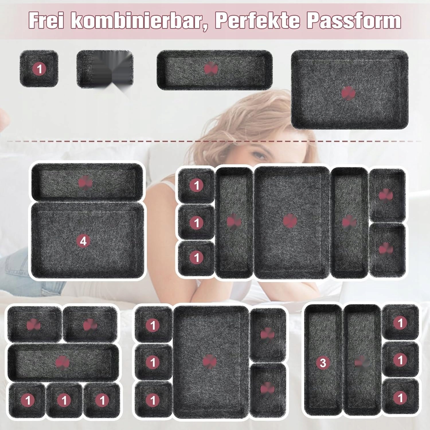 FELT DRAWER ORGANIZER SET OF 8 4 SIZES ORDER CARTRIDGE Number of pieces 8 pcs