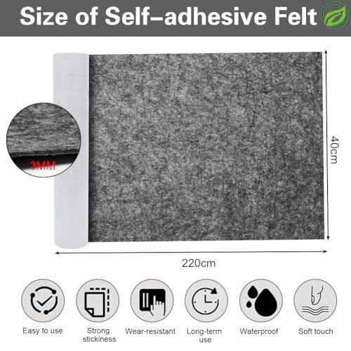FELT SELF ADHESIVE DARK GREY ROLL 40X220 CM THICKNESS 3MM for home Manufacturer code SWC5908151654613