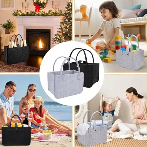 FELT SHOPPING BAG FOLDING BLACK GREY ECO-FRIENDLY 2 PIECES Manufacturer code SWC5908201370821