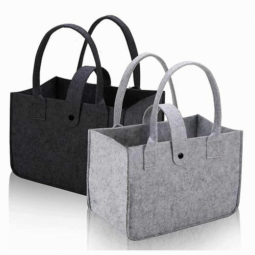 FELT SHOPPING BAG FOLDING GREY BLACK FOR LADIES SET OF 2