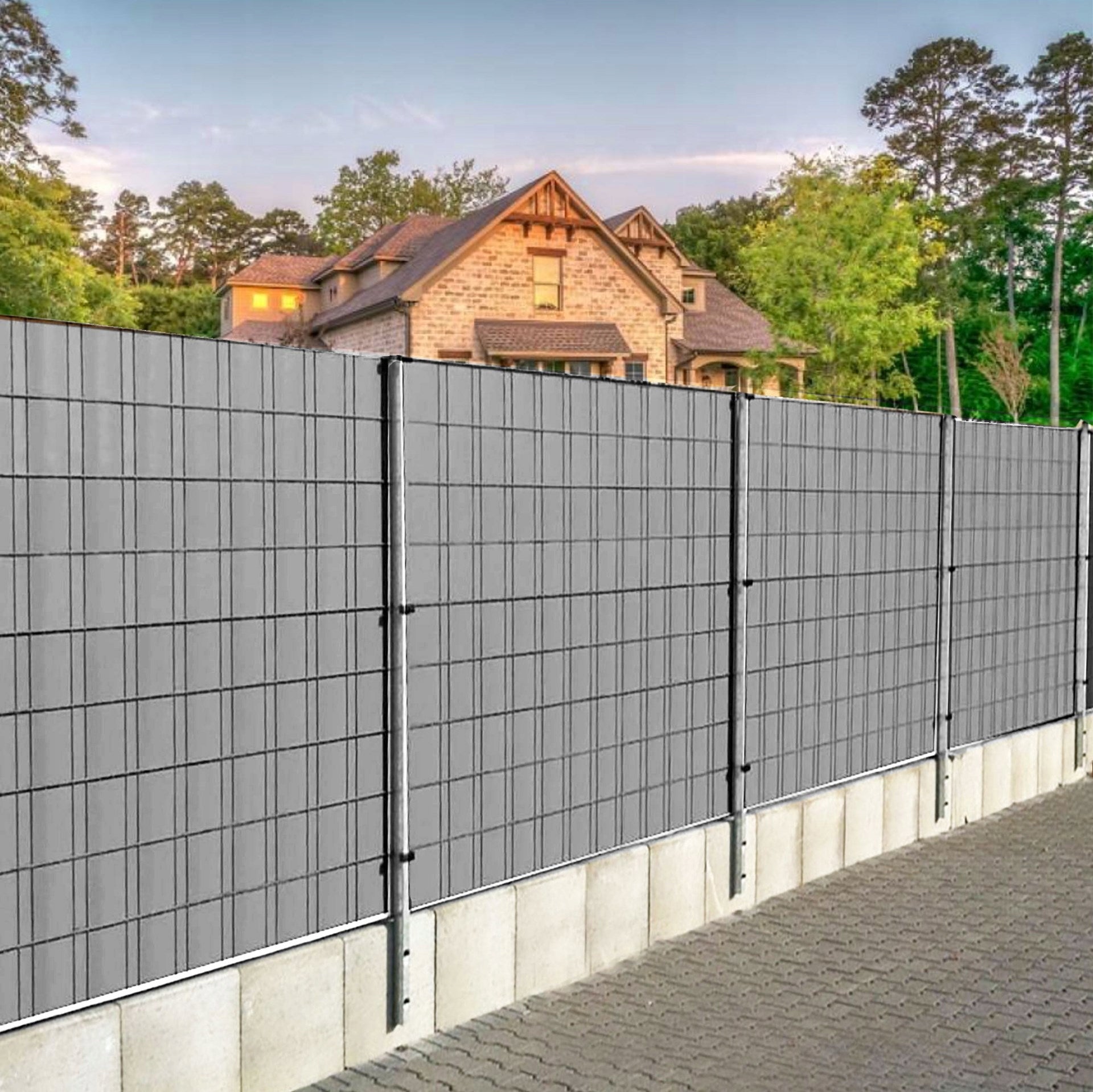 FENCE TAPE 19cm x 50m GREY COVER FOR PANEL FENCE + CLIPS Manufacturer code FN0010