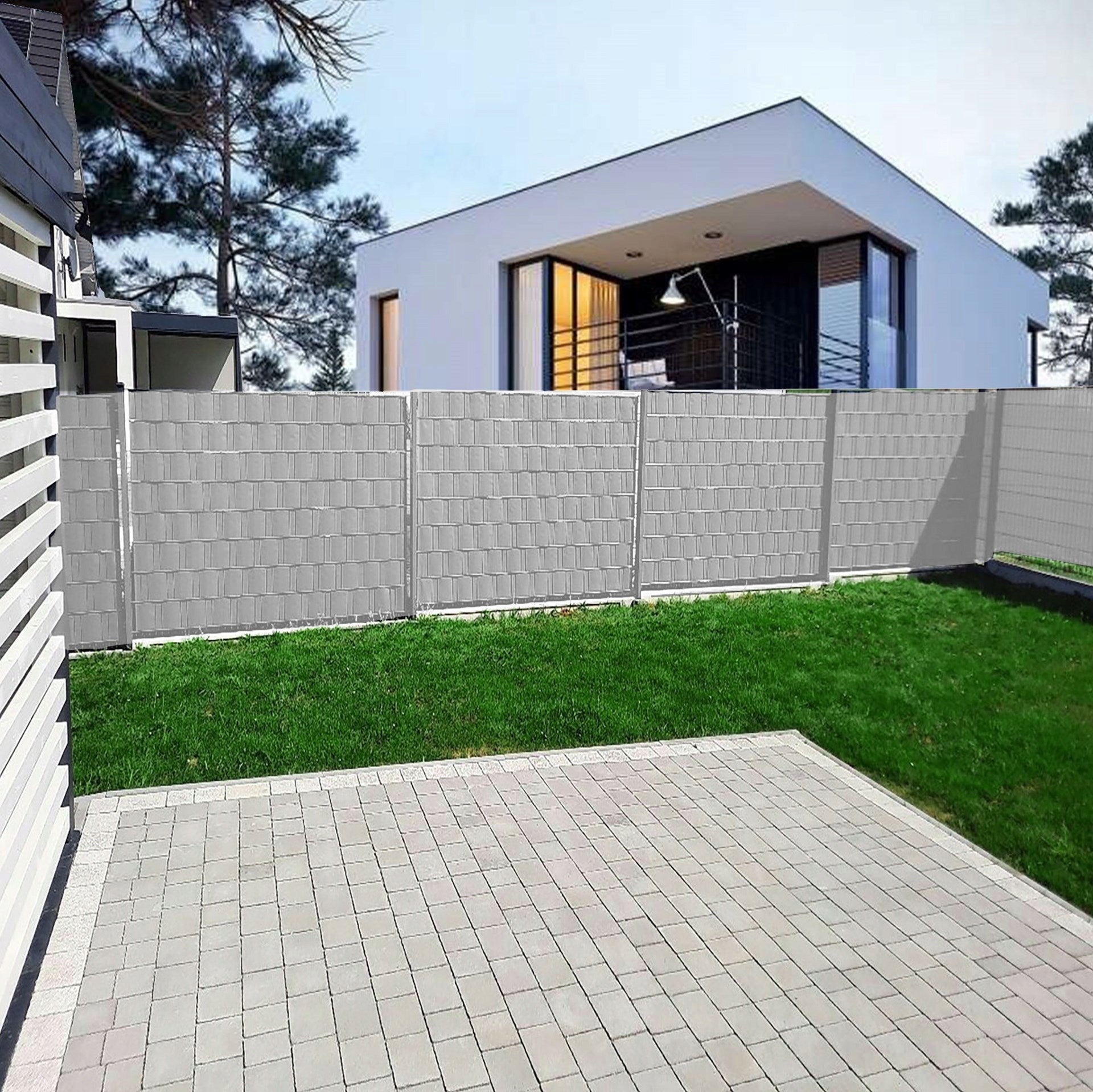 FENCE TAPE 19cm x 50m GREY COVER FOR PANEL FENCE + CLIPS Price 0 zł/mb