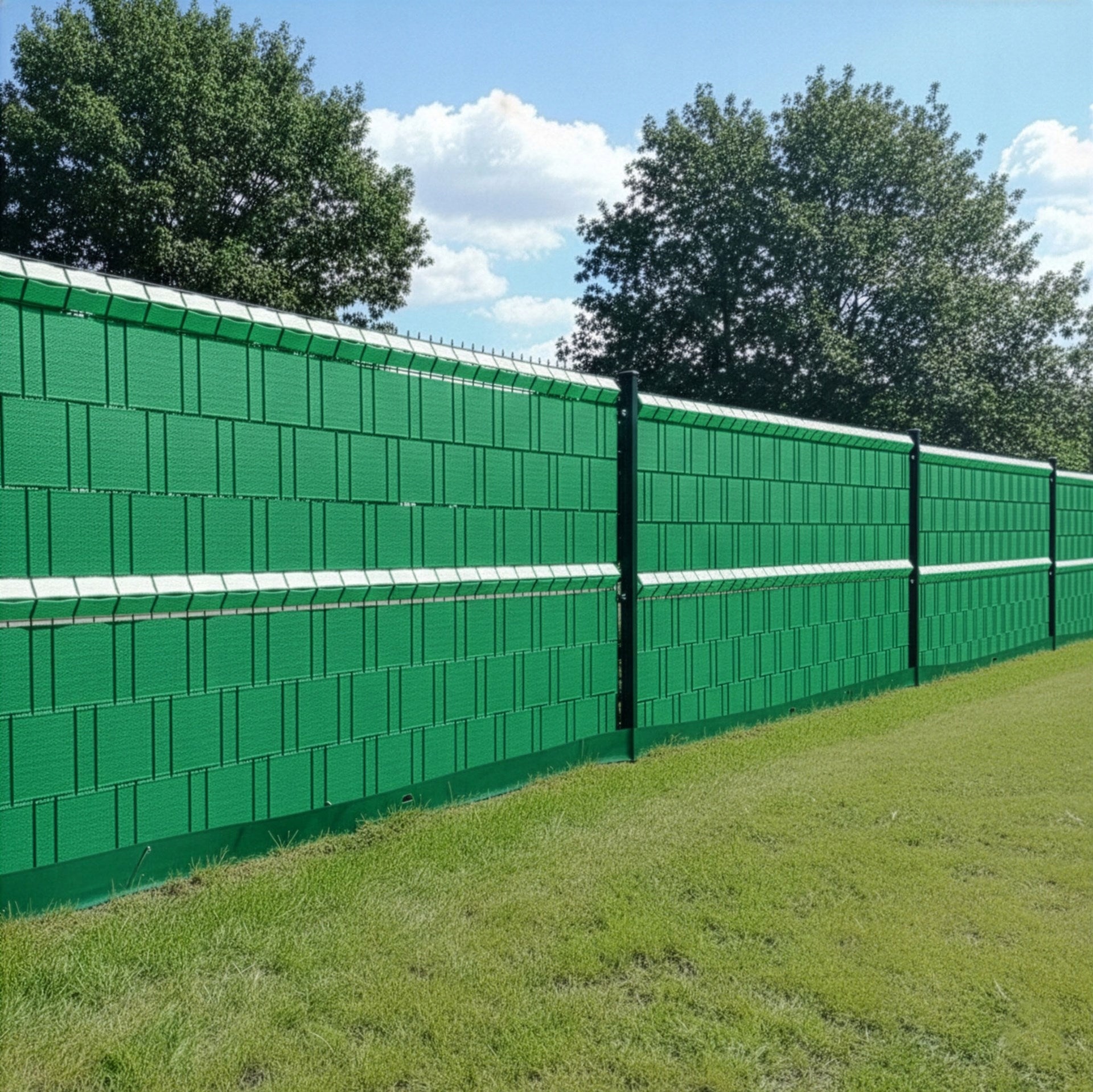 FENCE TAPE 19cm x50m GREEN COVER FOR PANEL FENCE + CLIPS Grammage 450 g/m²