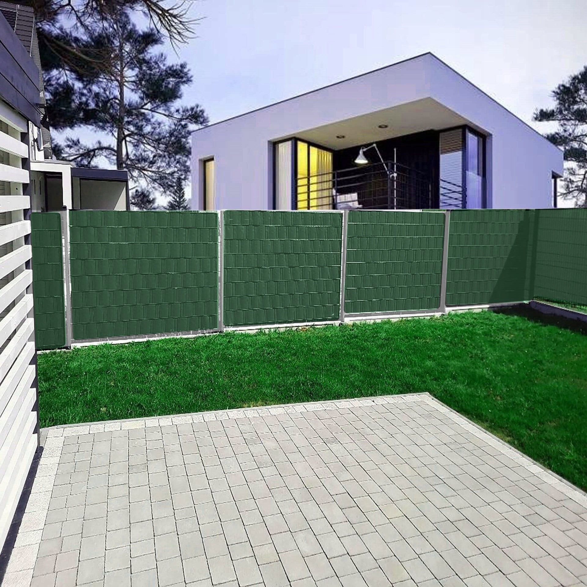 FENCE TAPE 19cm x50m GREEN COVER FOR PANEL FENCE + CLIPS Manufacturer Springos