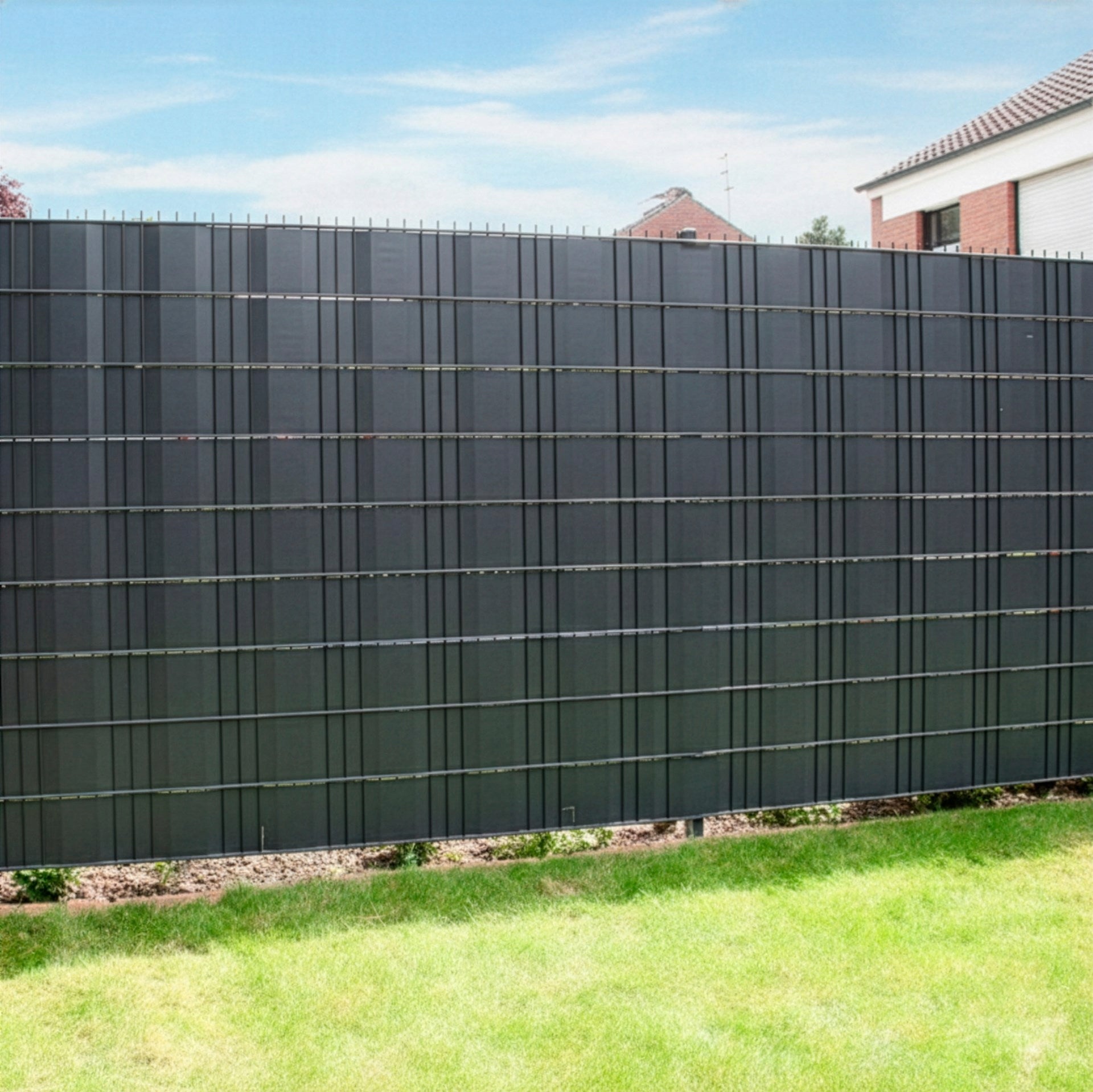 FENCE TAPE 19x50m ANTHRACITE COVER FOR PANEL FENCE + CLIPS Packaging status original