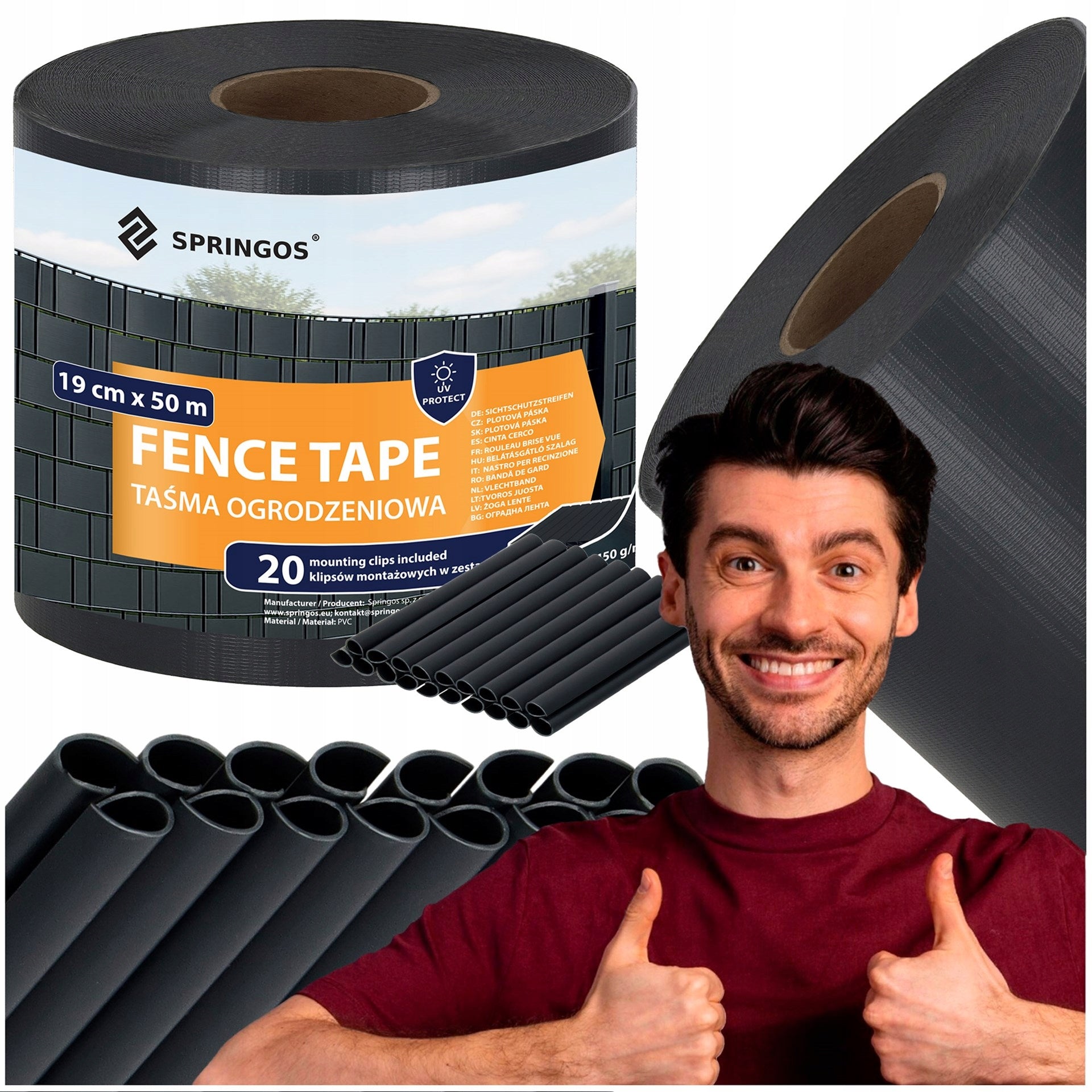 FENCE TAPE 19x50m ANTHRACITE COVER FOR PANEL FENCE + CLIPS