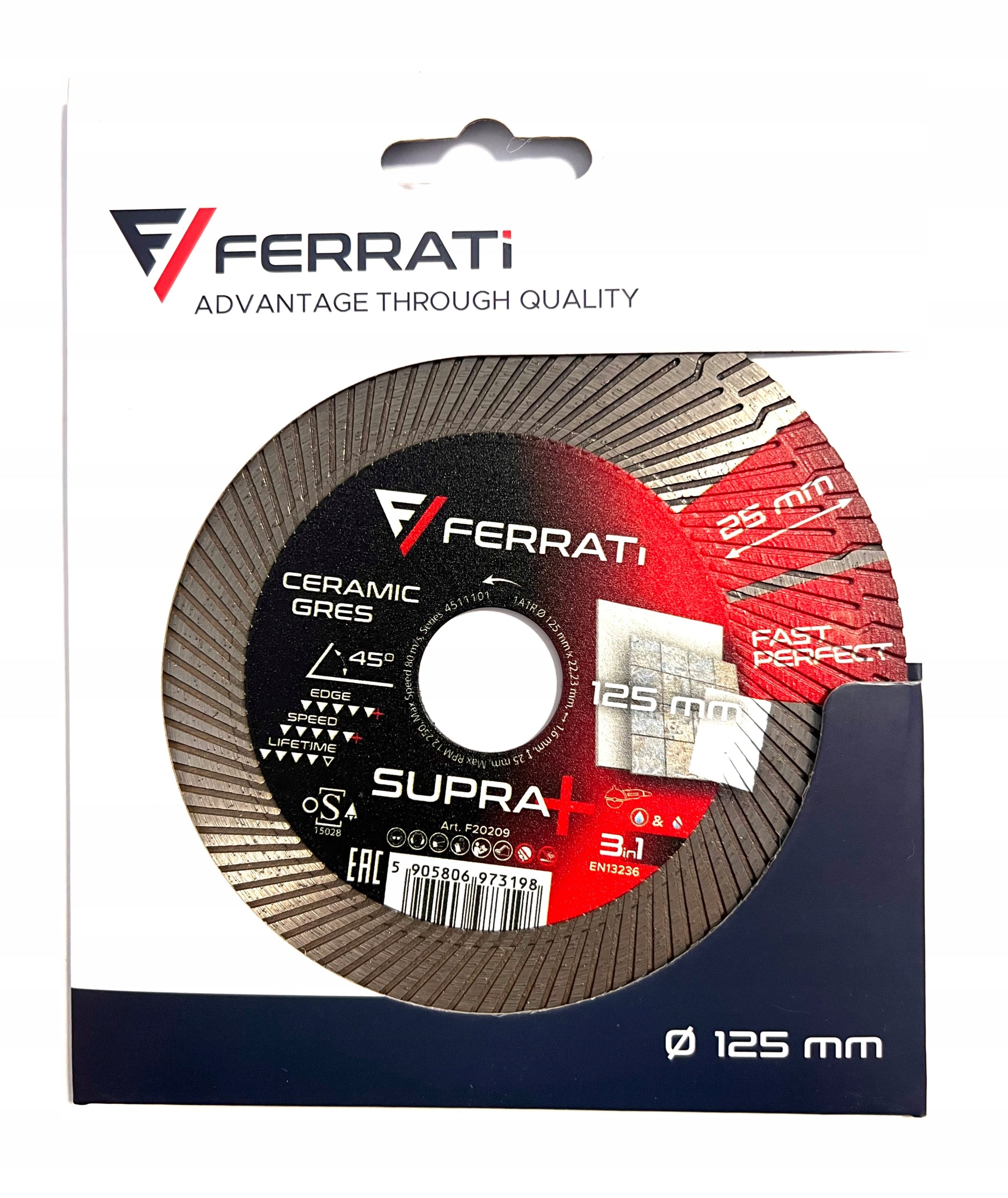 FERRATI Diamond cutting and grinding disc 125mm x 22,23mm SUPRA+ Manufacturer code F20209