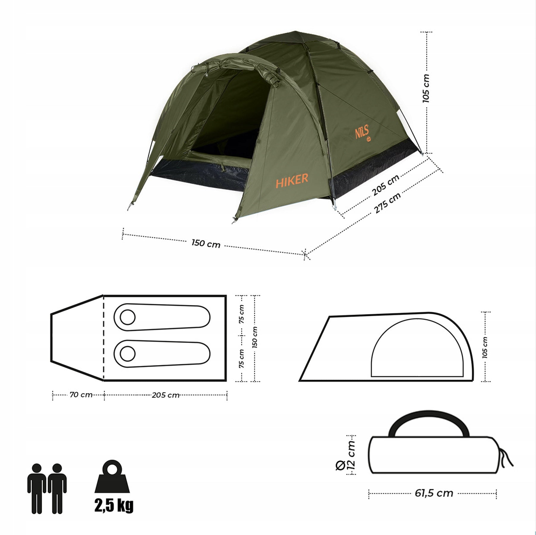 FESTIVAL TENT 2 PERSON LIGHTWEIGHT WATERPROOF IGLO CAMPING UV PROTECTION Kind travel