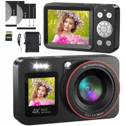 FHD 4K CAMERA 18X ZOOM 2 BATTERIES FOR KIDS & TEENS