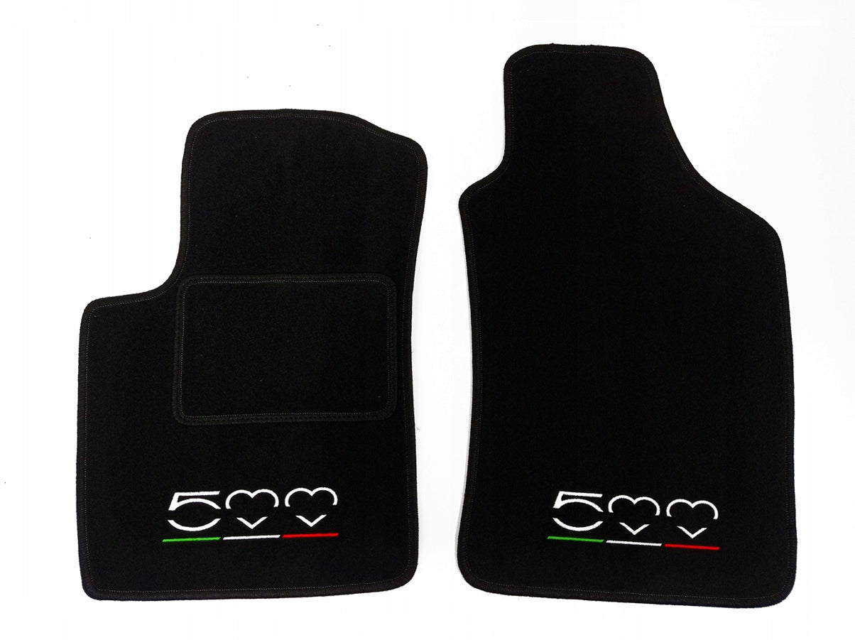 FIAT 500 VELOUR RUGS (2007-...) FRONT + EMBROIDERY