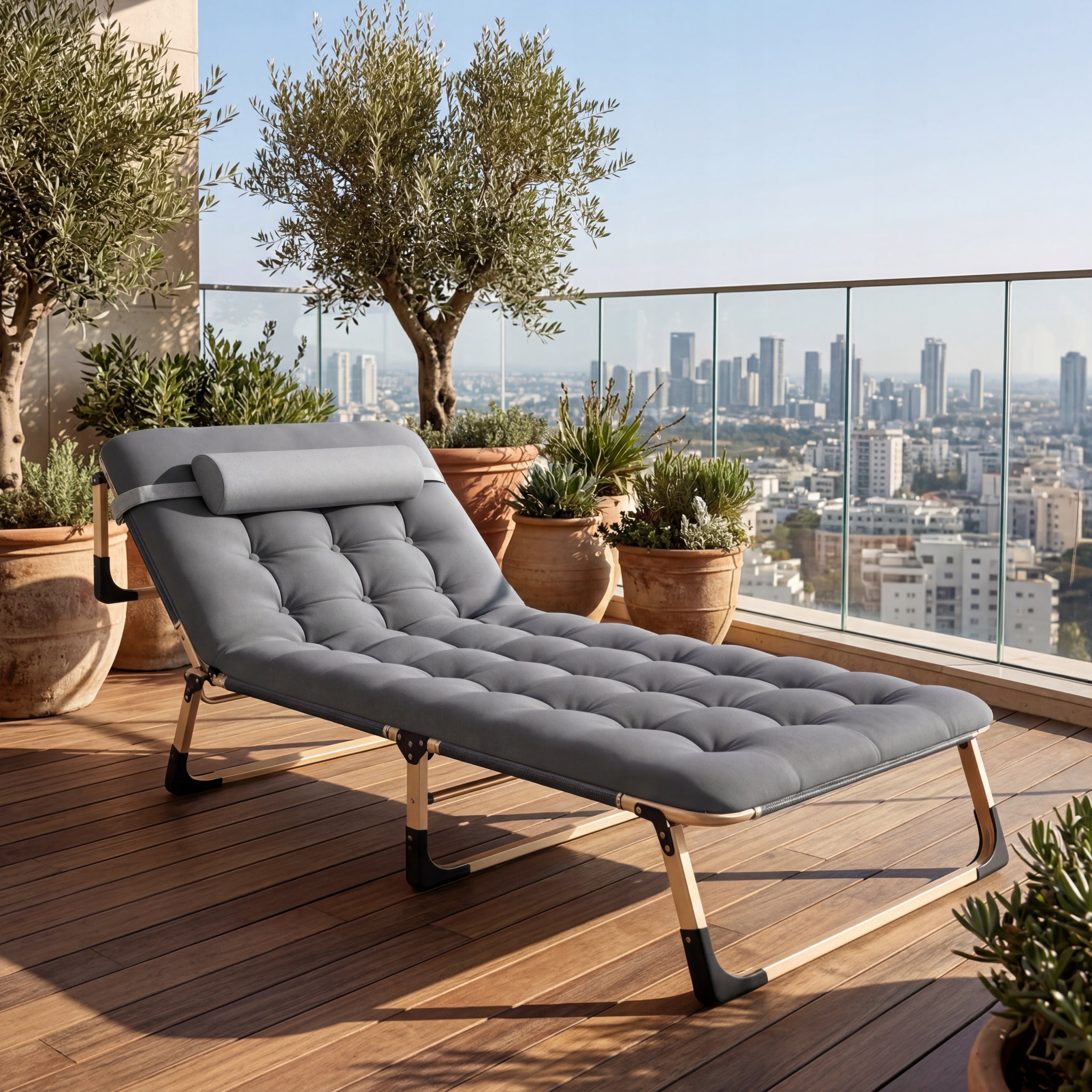 FIELD BED FOLDING GARDEN LOUNGER WITH THICK MATTRESS BREATHABLE OXFORD Manufacturer code LEŻAK LEŻANKA OGRODOWA GORDON