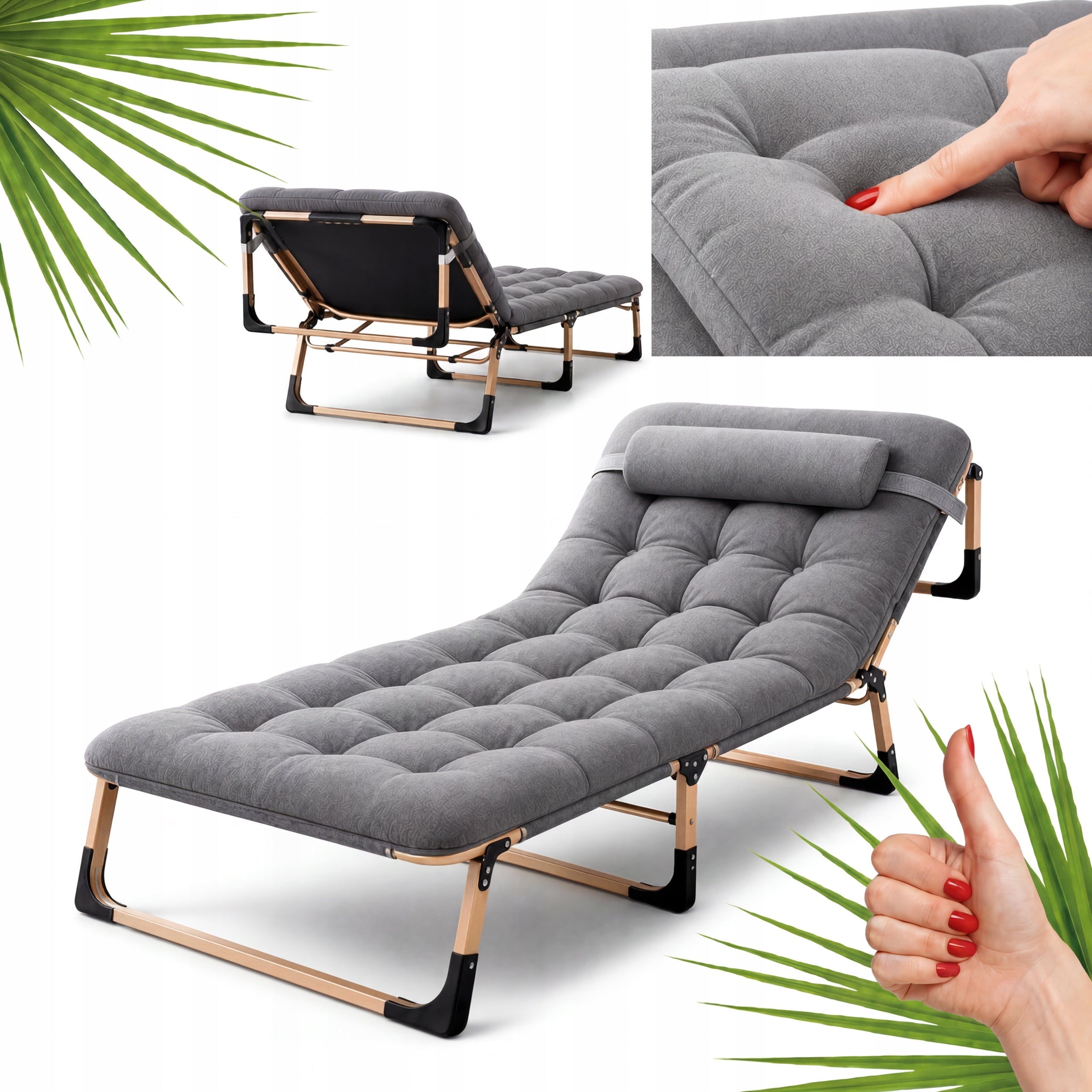 FIELD BED FOLDING GARDEN LOUNGER WITH THICK MATTRESS BREATHABLE OXFORD