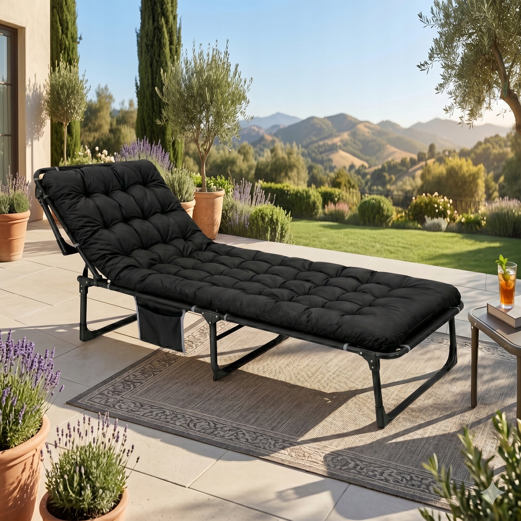 FIELD HIKING BED WITH SOFT MATTRESS 6cm GARDEN LOUNGER FOLDING Manufacturer code ŁÓŻKO TURYSTYCZNE LEŻAK SKŁADANY