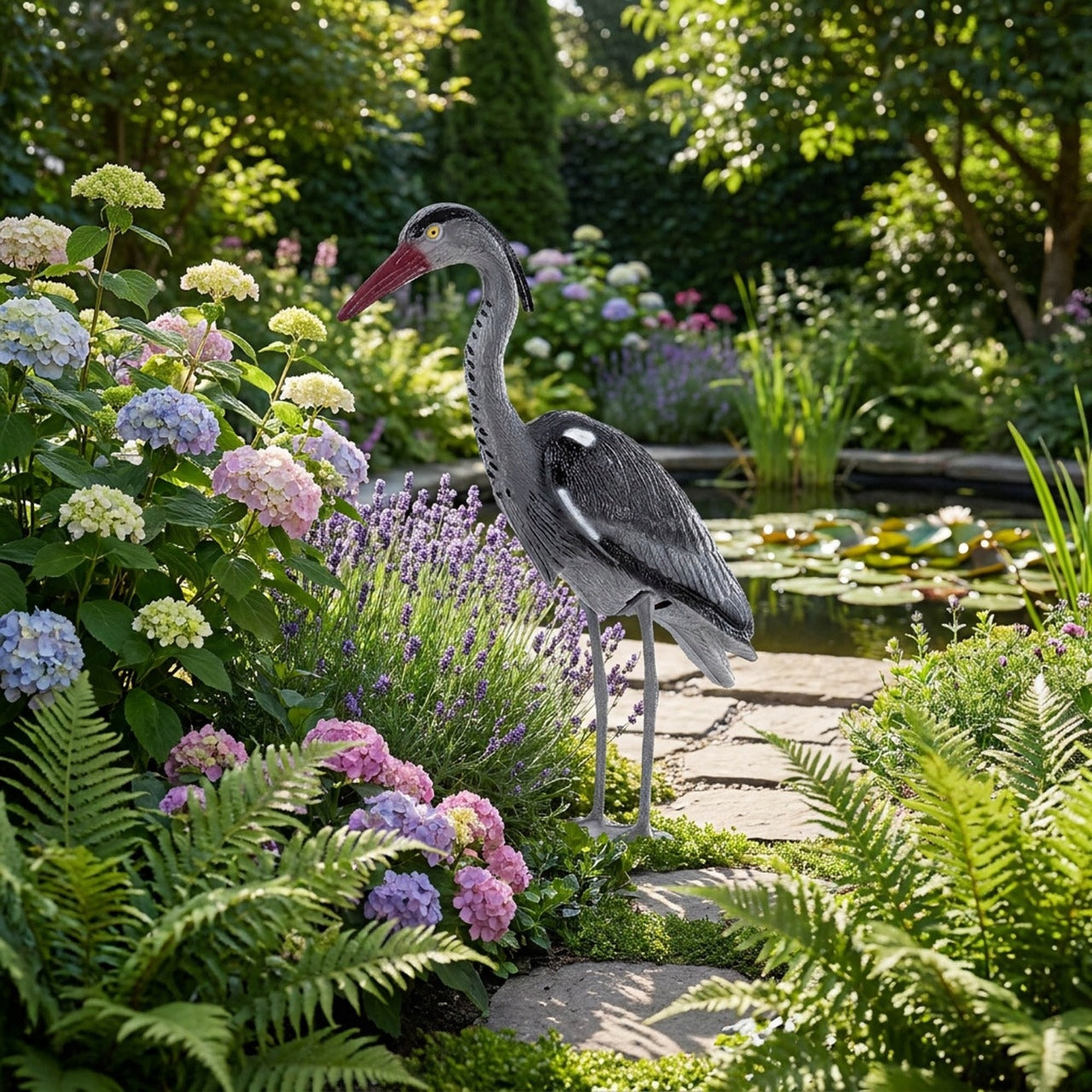 FIGURE FOR GARDEN HERON 70cm GARDEN FIGURINE ORNAMENT DETERRENT LARGE XXL Series rzeźba ptak ozdoba stojąca