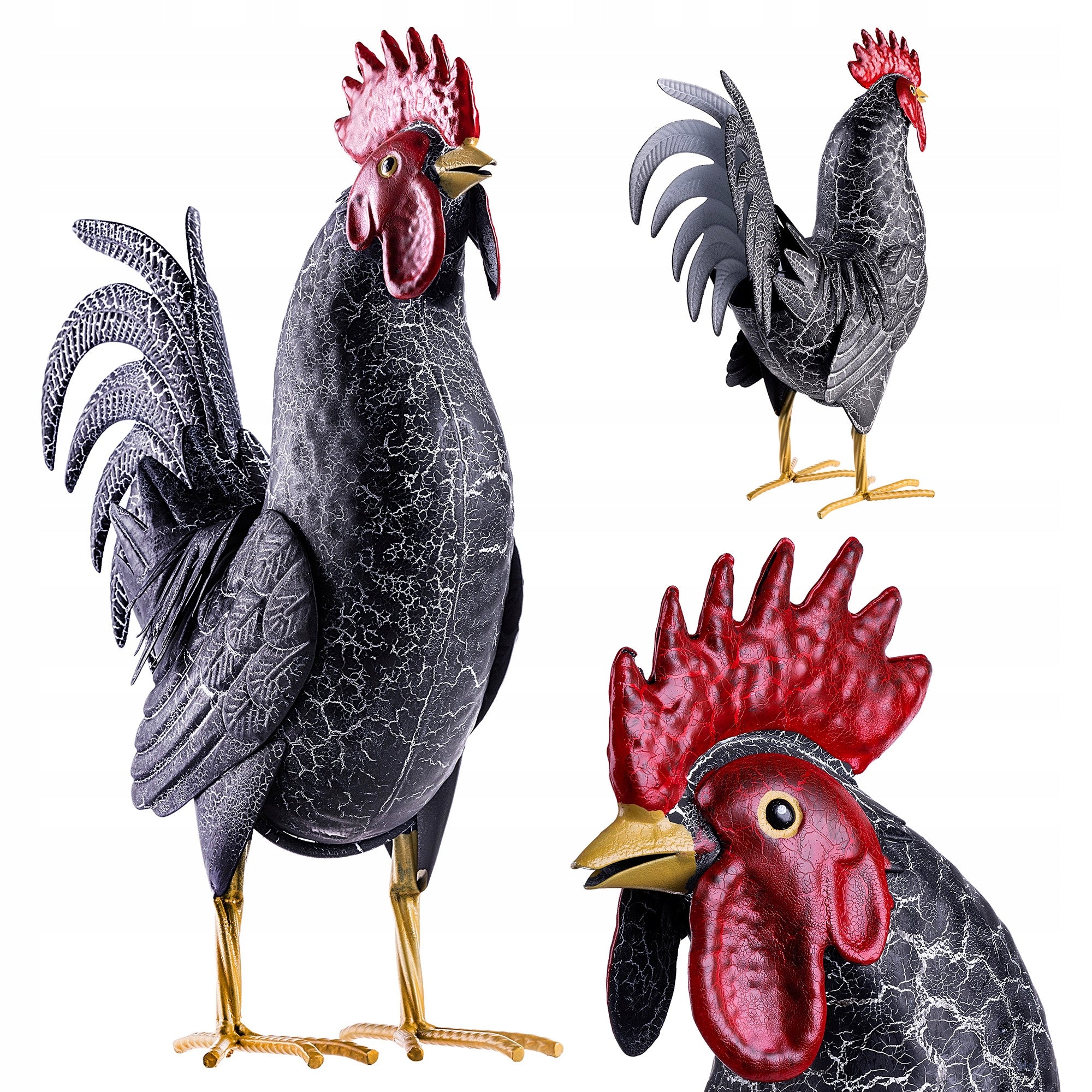 FIGURE FOR GARDEN ROOSTER 37 cm GARDEN STEEL FIGURINE DECORATION LARGE ORNAMENT