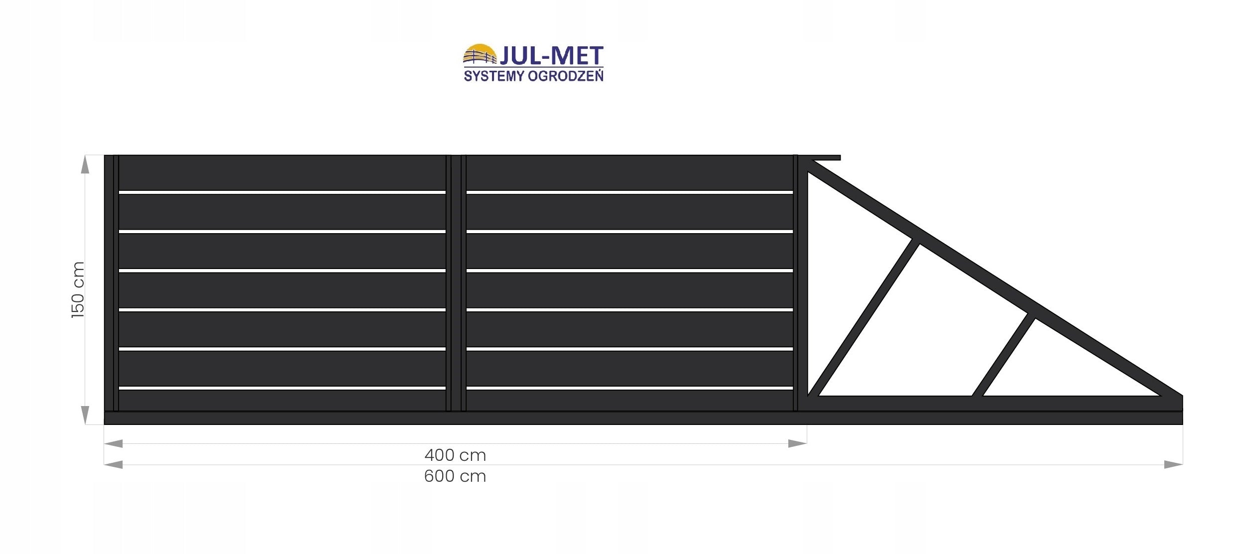 FILIP 200 sliding entrance gate, galvanized + RAL Manufacturer code Filip 200 brama skrzydłowa